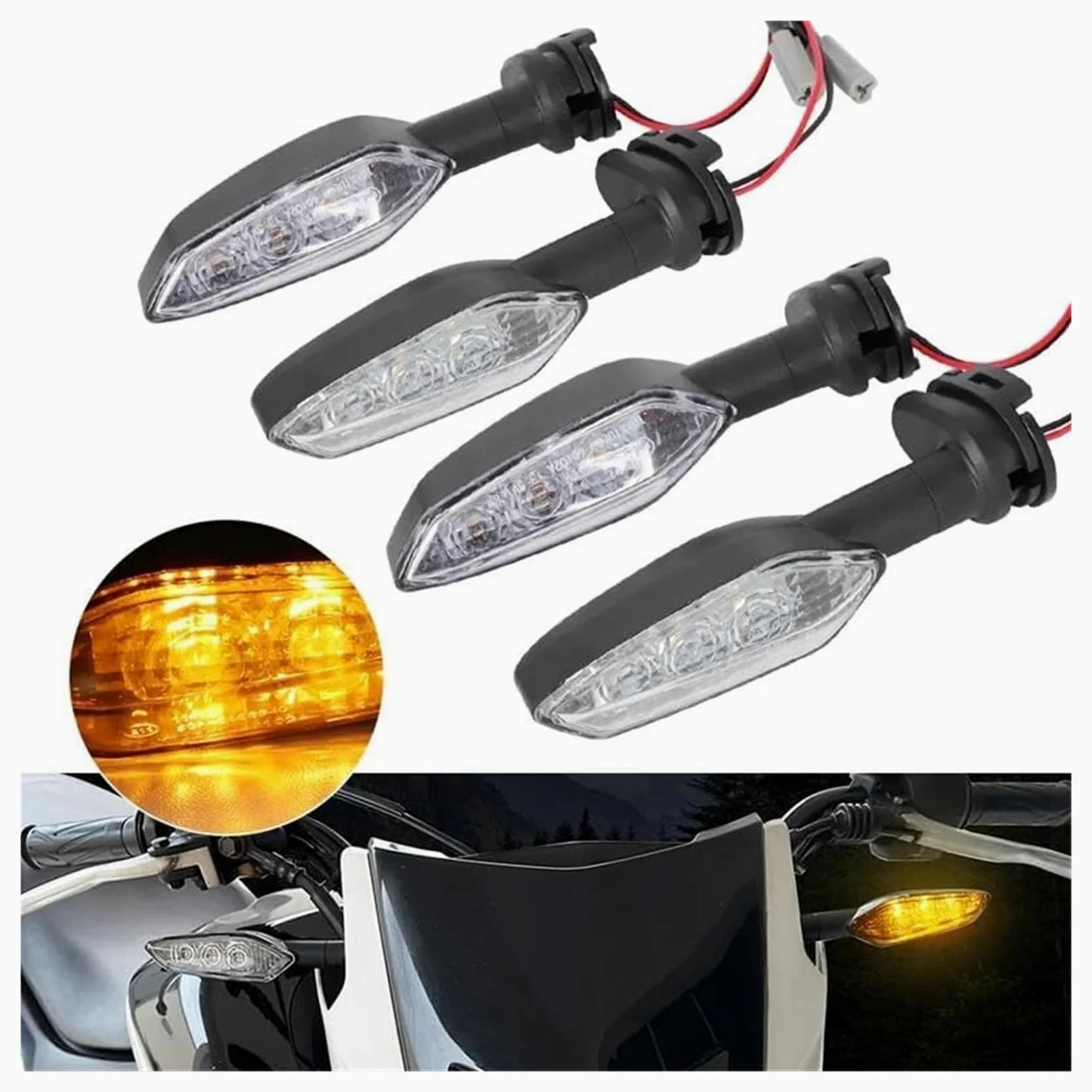 para Yamaha YZF R6 R1 R3 R7 R9 R15 MT07 MT09 para Tenere 700 para Tracer 900 FZ 16 1 Luz Indicadora De Señal Giro LED Funcionamiento Moto Intermitentes Indicadores | 4pcs Smoked