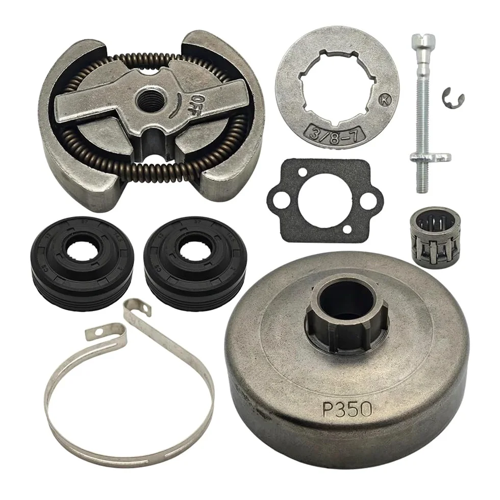 Kit De Llanta Piñón Tambor Embrague, 3/8, 7T, Apto For Motosierra Partner 420, 390, 350, 351, 352, 370, 371, Cadena Sellado Aceite, Banda Freno | 390 350 351 352 370 371 Oil Seal Chain Brake Band Chainsaw