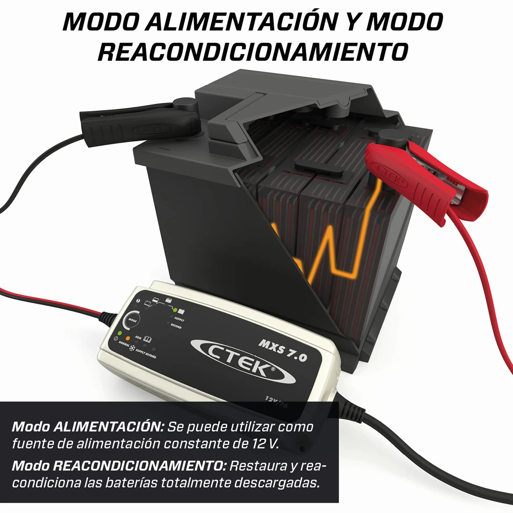 CTEK MXS 7.0 Cargador Batería 12V 7A, para Baterías De Vehículos Más Grandes, Barco, Camión, Caravana Y Vehículo De Recreo, Desulfatador De Batería con Función De Alimentación Y Opción AGM Dedicada