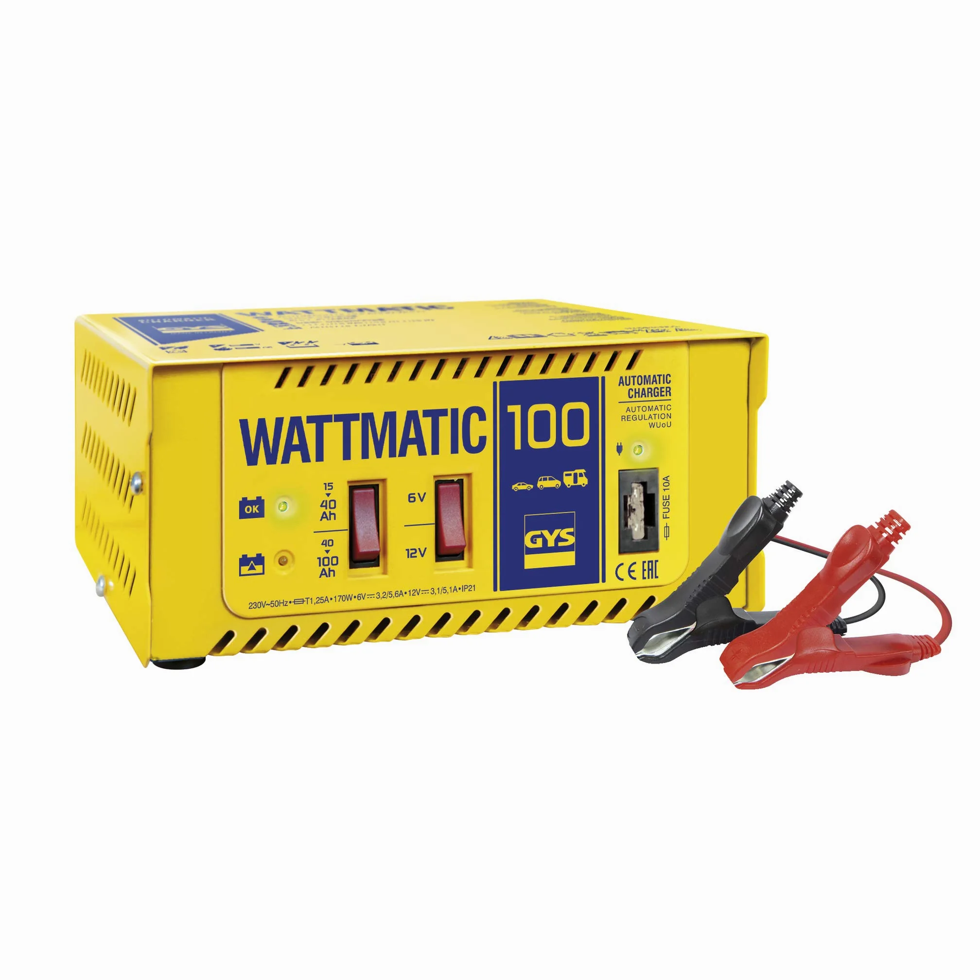 GYS Cargador de batería de Coche 140W para Coche Camiones Moto Batería desde 15Ah Batería desde 40Ah 024823