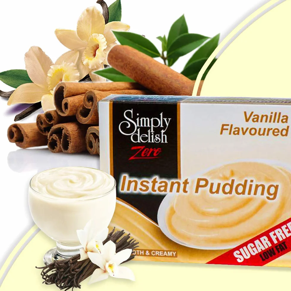 Simply Delish Sugar Free Instant Pudding Vanilla Flavour Pack of 6 Low Fat Gluten Free Vegan Sweet