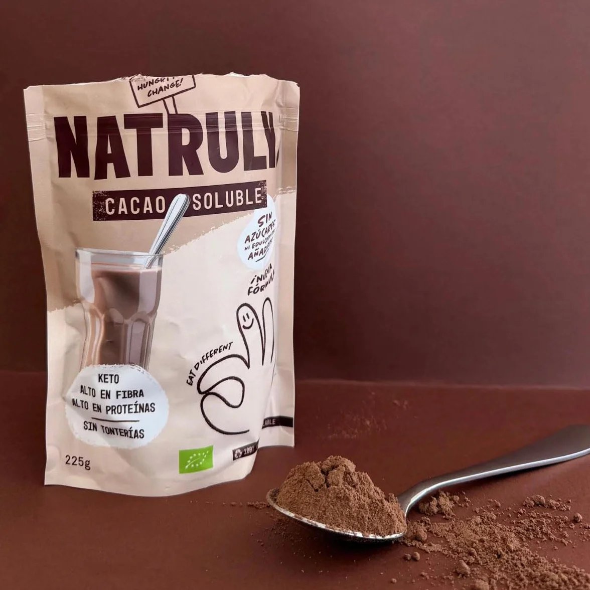 Natruly Cacao Soluble con Proteína 225 g Pack 2 x 225 g (450 g total) – Cacao instantáneo con proteína, sabor chocolate suave