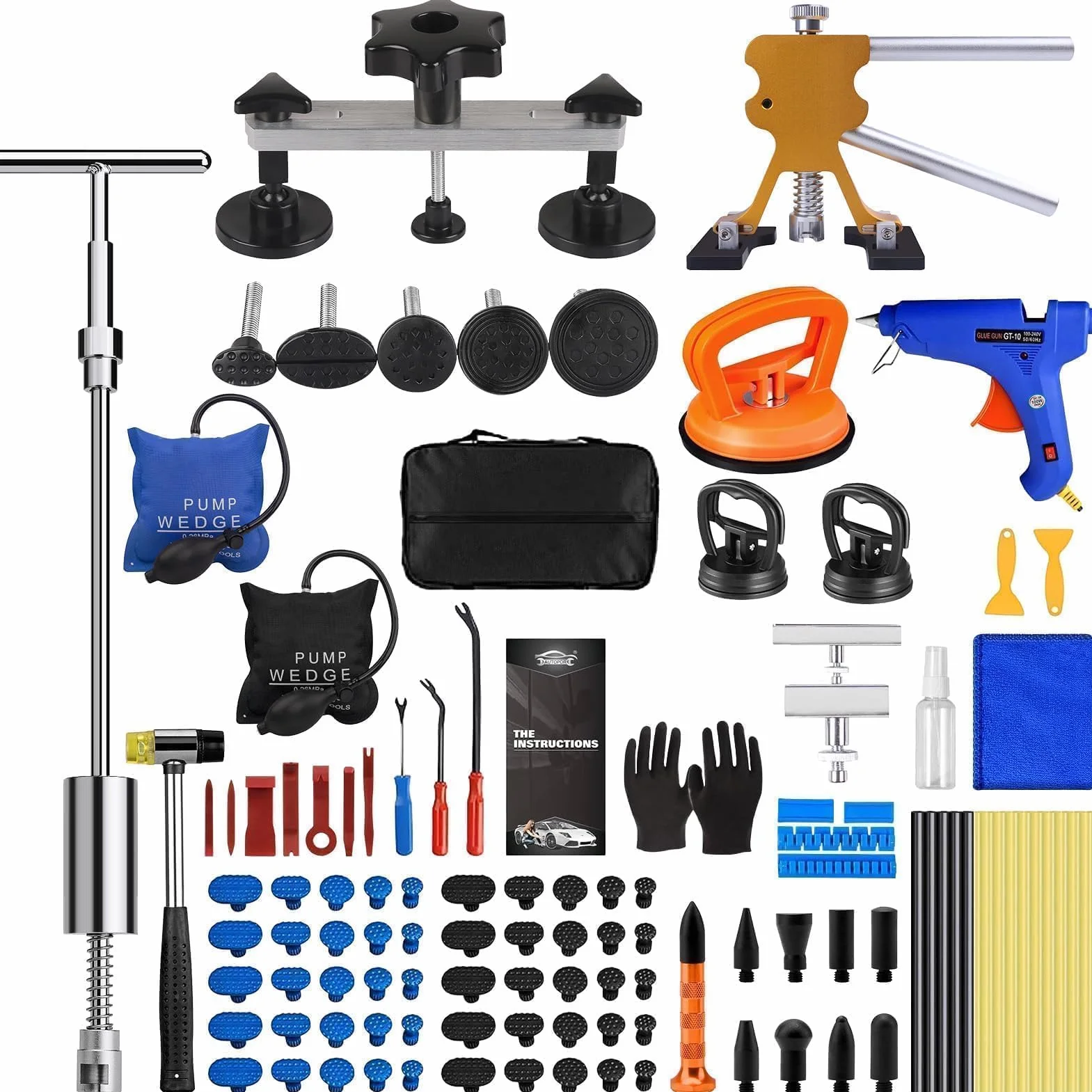 Kit Extractor Abolladuras Coche 119Pcs - Sacabollos Coche Ventosa Kit Sin Pintura Herramienta de Reparación Chapa Kit de Quita Desabollado para Reparación Daños Granizo Automóviles