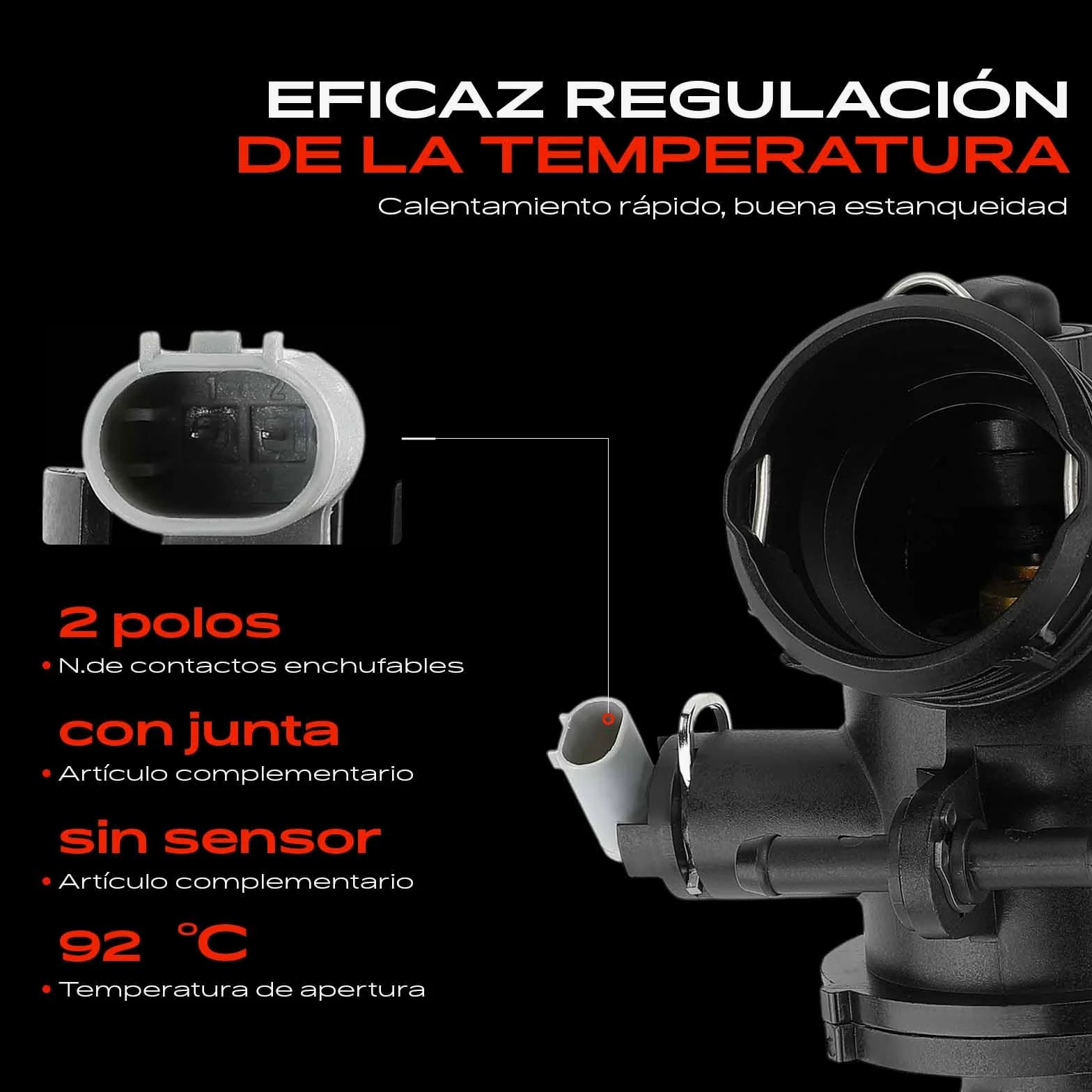 Frankberg Termostato de refrigerante 2 Polos diésel 6512001015 | Compatible con: CLS Shooting Brake X218, GLE W166, Caja Sprinter 3-T B906, Coupé Clase C C204, Sprinter 46-T Caja B906