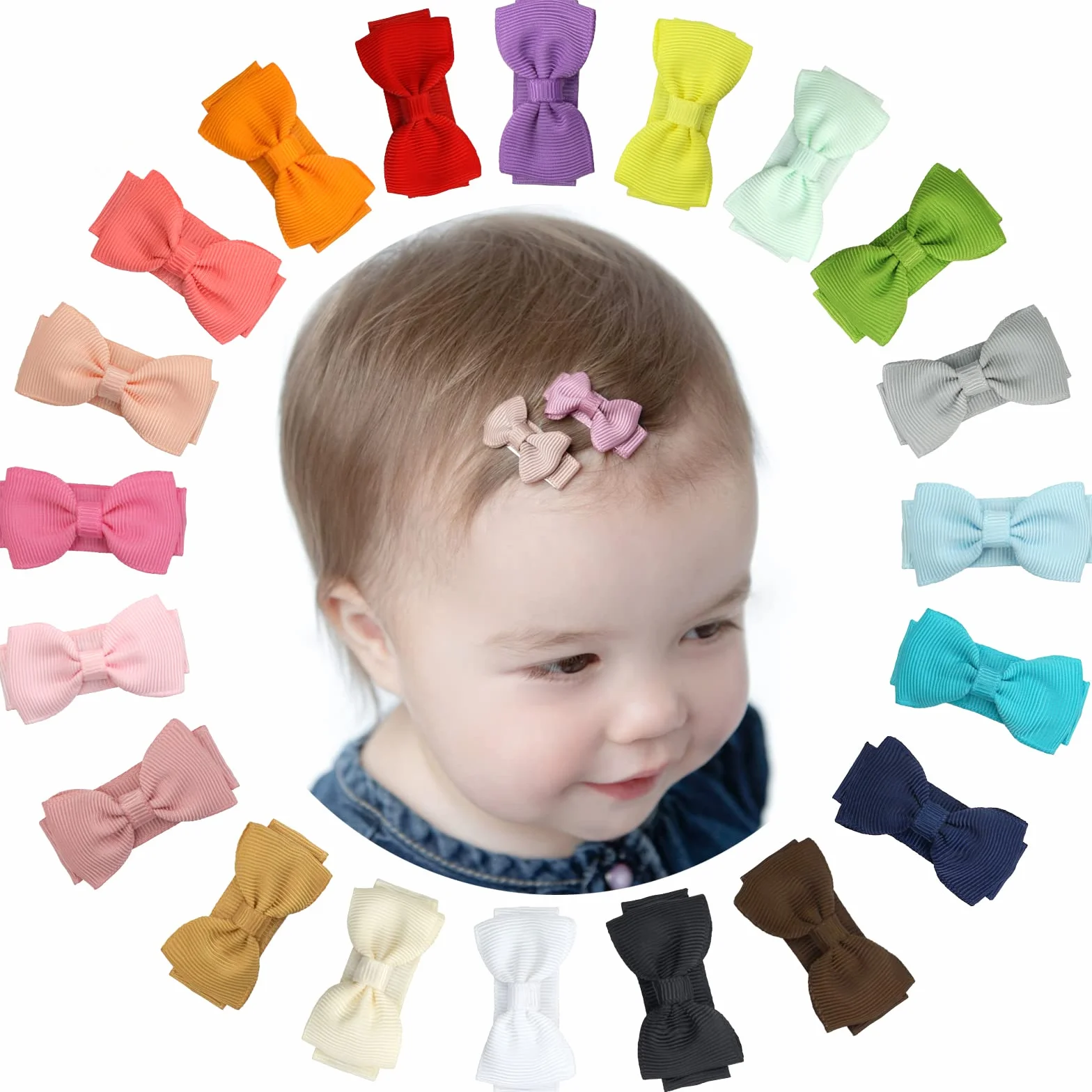 Ganchos para el pelo bebés niñas mini lazo antideslizantes fino niños pequeños 20 unidades