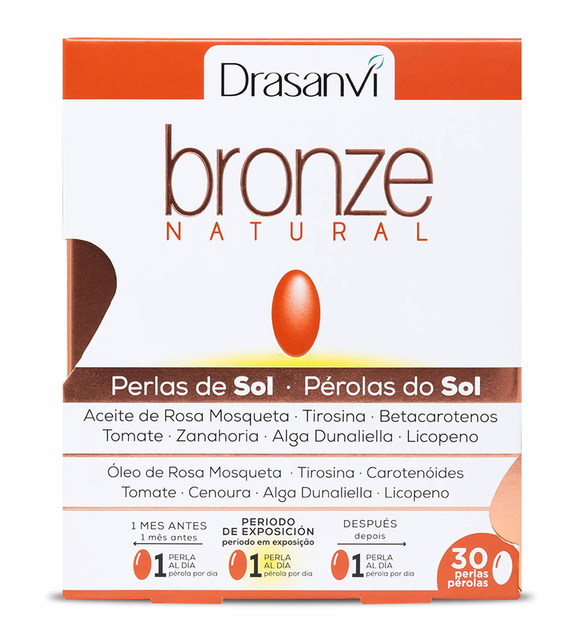 DRASANVI Acelerador de bronceado Betacarotenos Protege la Piel UVA Previene Envejecimiento Rosa de Mosqueta Tomate Zanahoria Alga Dunaliella Vitamina E Licopeno Luteína 30 días