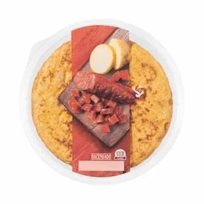 Hacendado Tortilla de patata con chorizo aceite de oliva Bandeja 600 g Pack 2