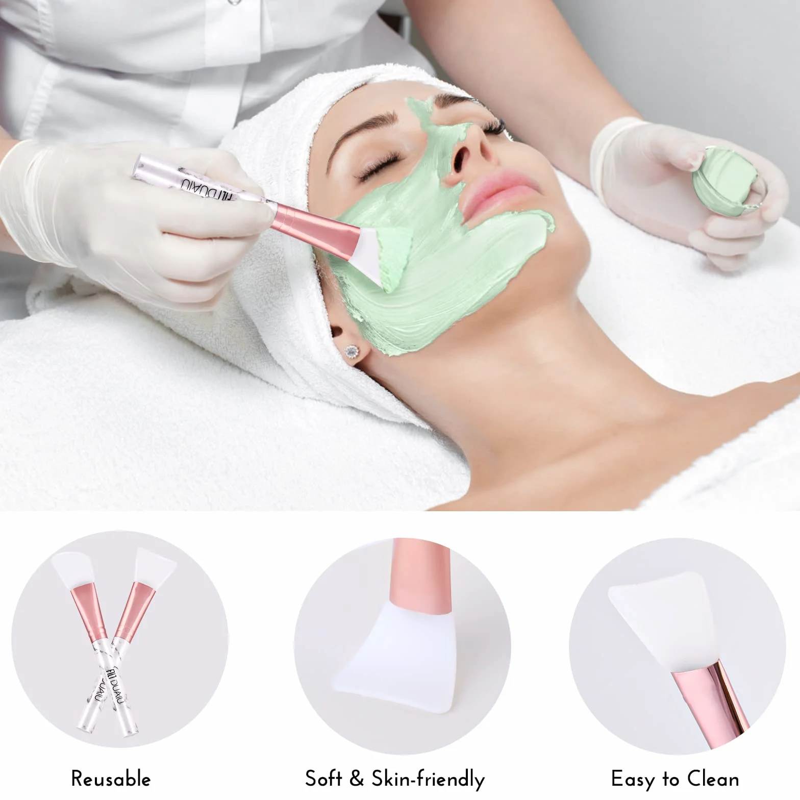 Cepillo de Mascarilla de Silicona Brocha Facial Aplicador de Mascarillas 2 Piezas