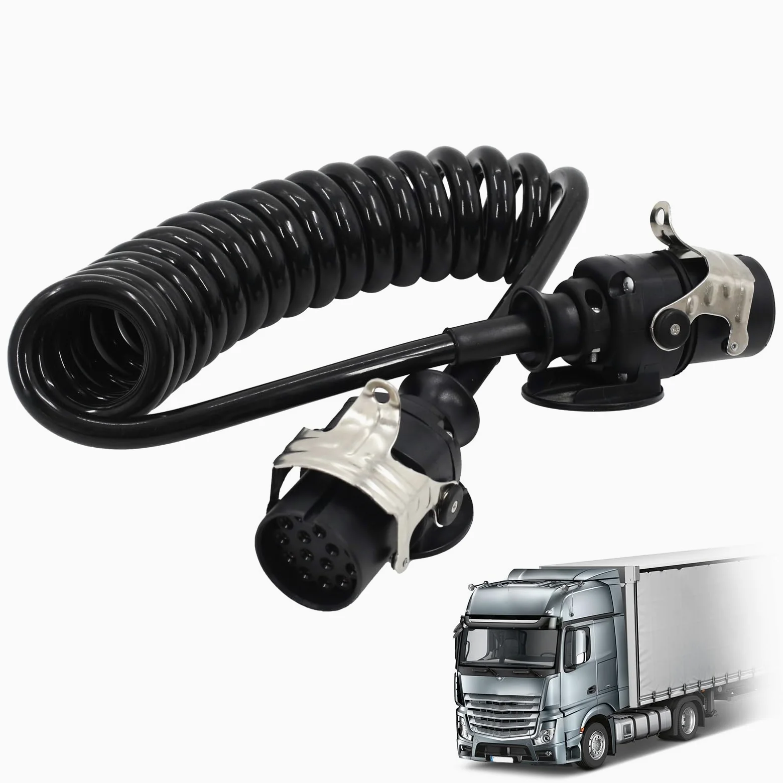 Carrete de cable de 15 pines de 24 V para remolques de camiones pesados, vehículos comerciales, semirremolques, cable adaptador específico de 15 pines