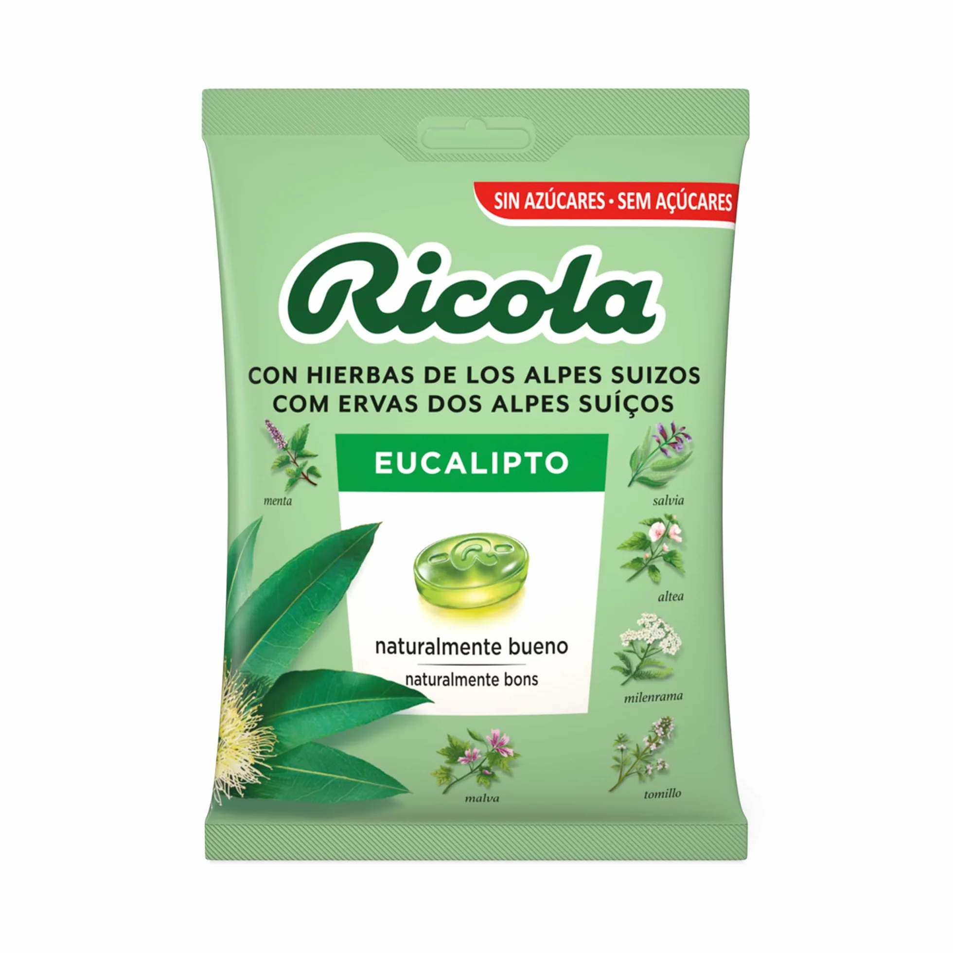 Ricola Eucalipto Caramelos Duros Sin Azúcar 70 g Alivia Garganta Respiración