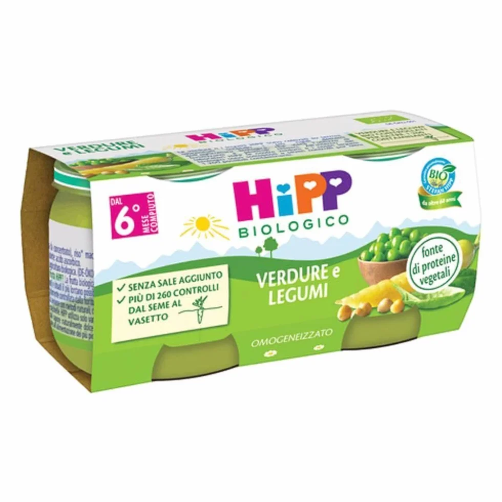 HiPP Biologico Omogeneizzato di Verdure e Legumi dai 6+ Mesi, 2 x 80g