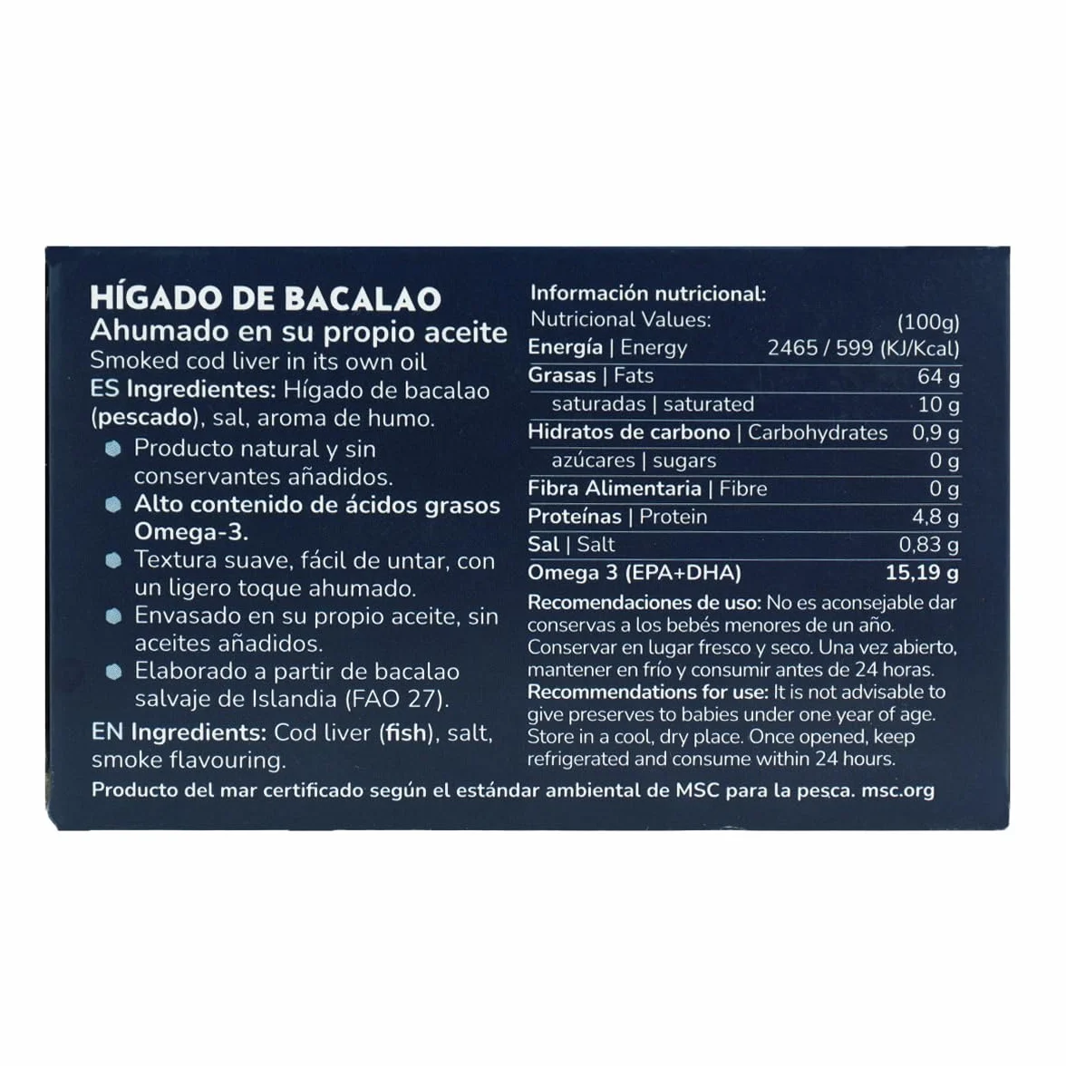 Planeta Huerto Hígado de bacalao en su propio aceite 120 g Pack 12