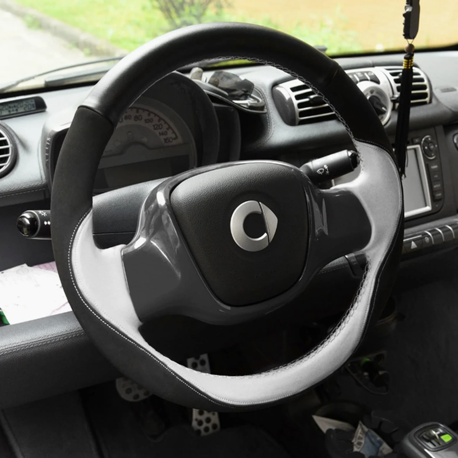Funda para Volante De Cuero Cosida A Mano para Benz para Smart 451 Fortwo 2009-2012 2013 2014 Modificación Interior Elfo