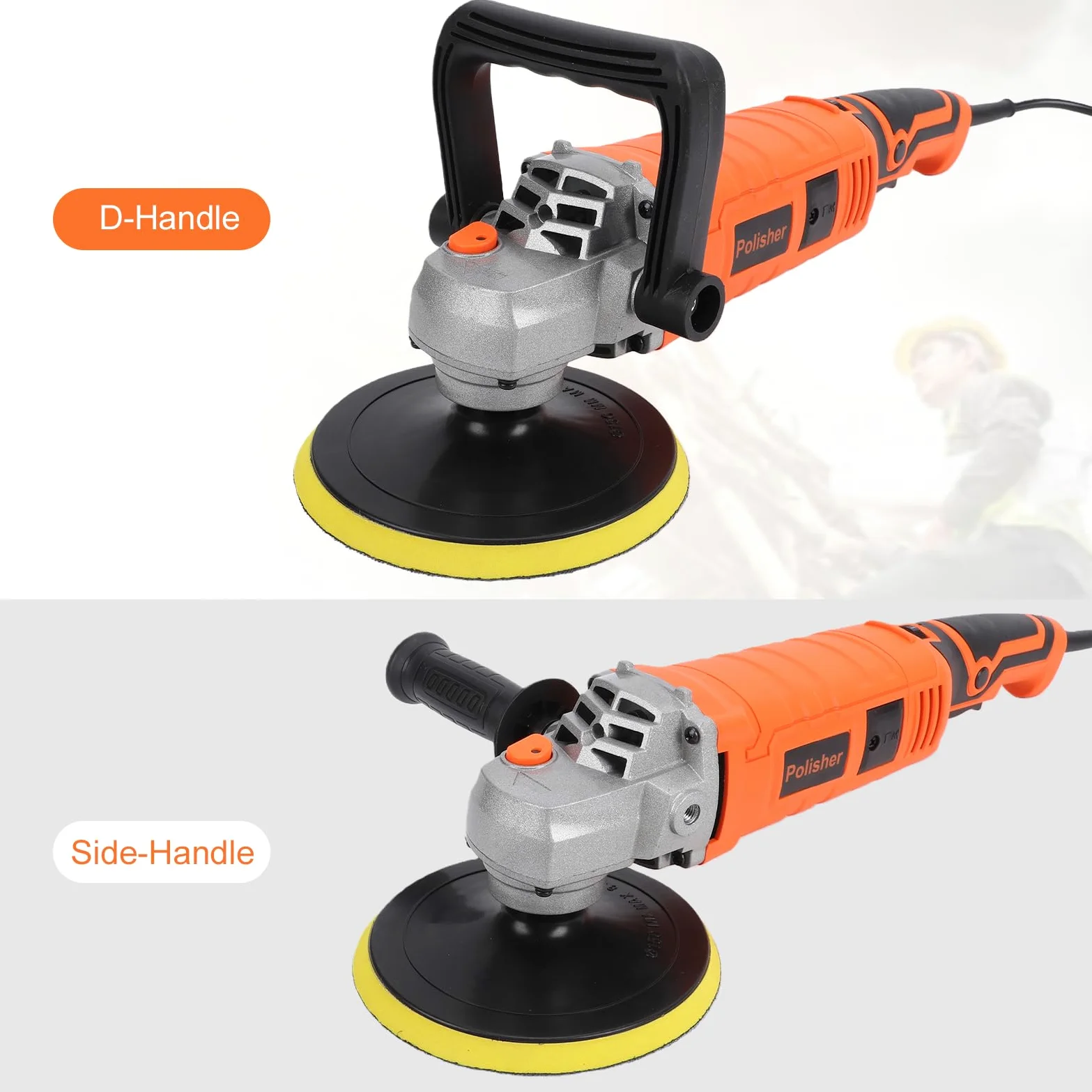 Karlak Pulidora de Coche Pulidora 1580 W 7 Velocidades 500 a 3300 RPM 150 Mm 2 Manijas Motor de Cobre bajo Ruido para Piso Automóvil Muebles Metal Mármol (Enchufe europeo 220V)