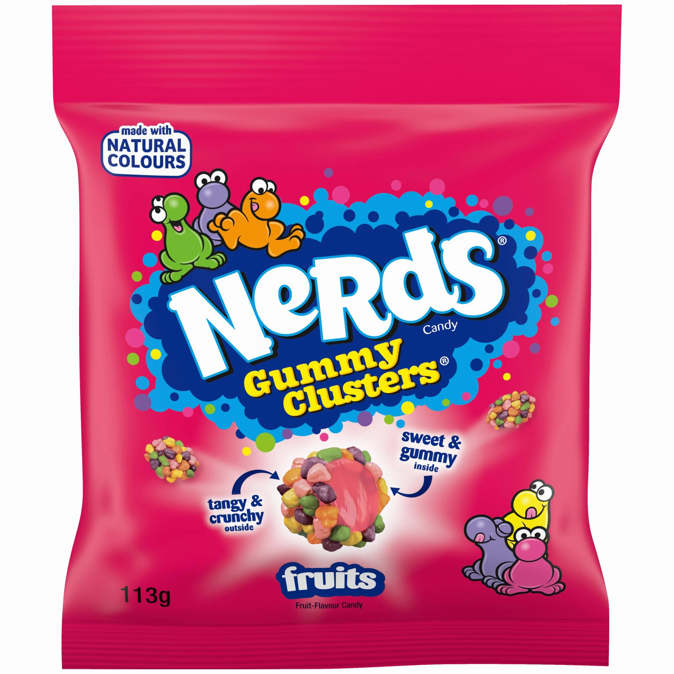 Nerds Gummy Clusters Fruits Peg Bag Caramelos con Texturas Múltiples Ácidos y Crujientes Centro Gomoso Pack de 10 Bolsas x 113 g