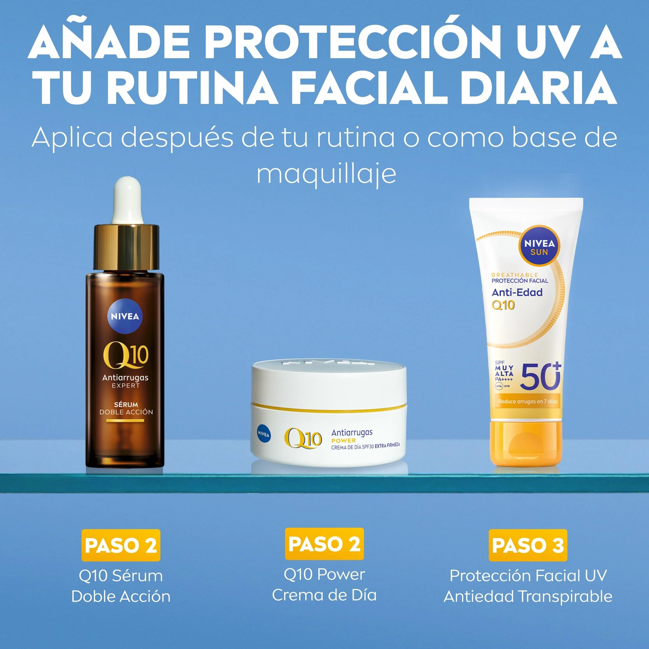 NIVEA SUN Q10 Protección Solar Facial Antiedad SPF50+ 40 ml Piel Madura