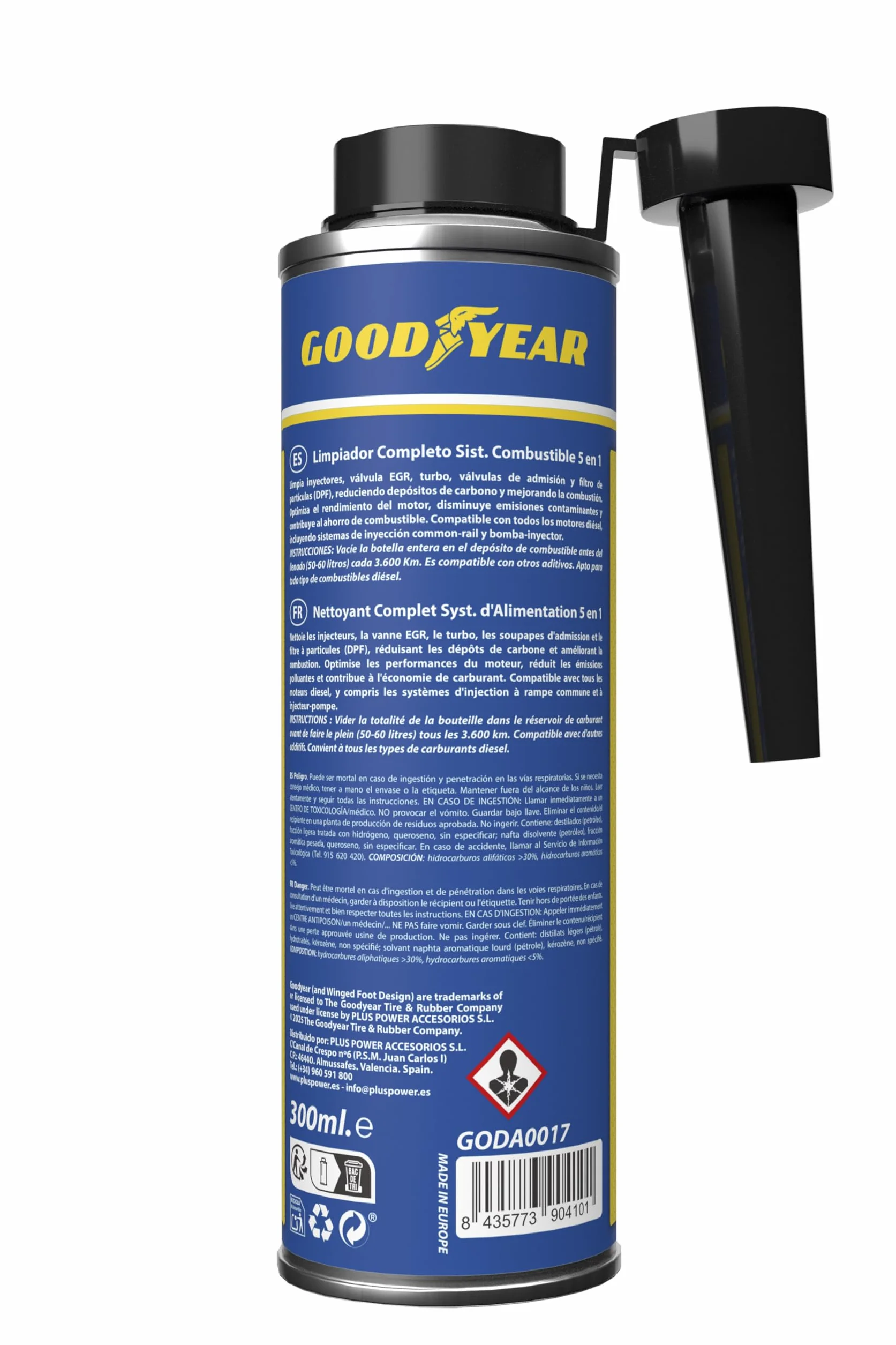 Goodyear Aditivo Limpiador Motor Diésel 5 en 1 Profesional 300ml