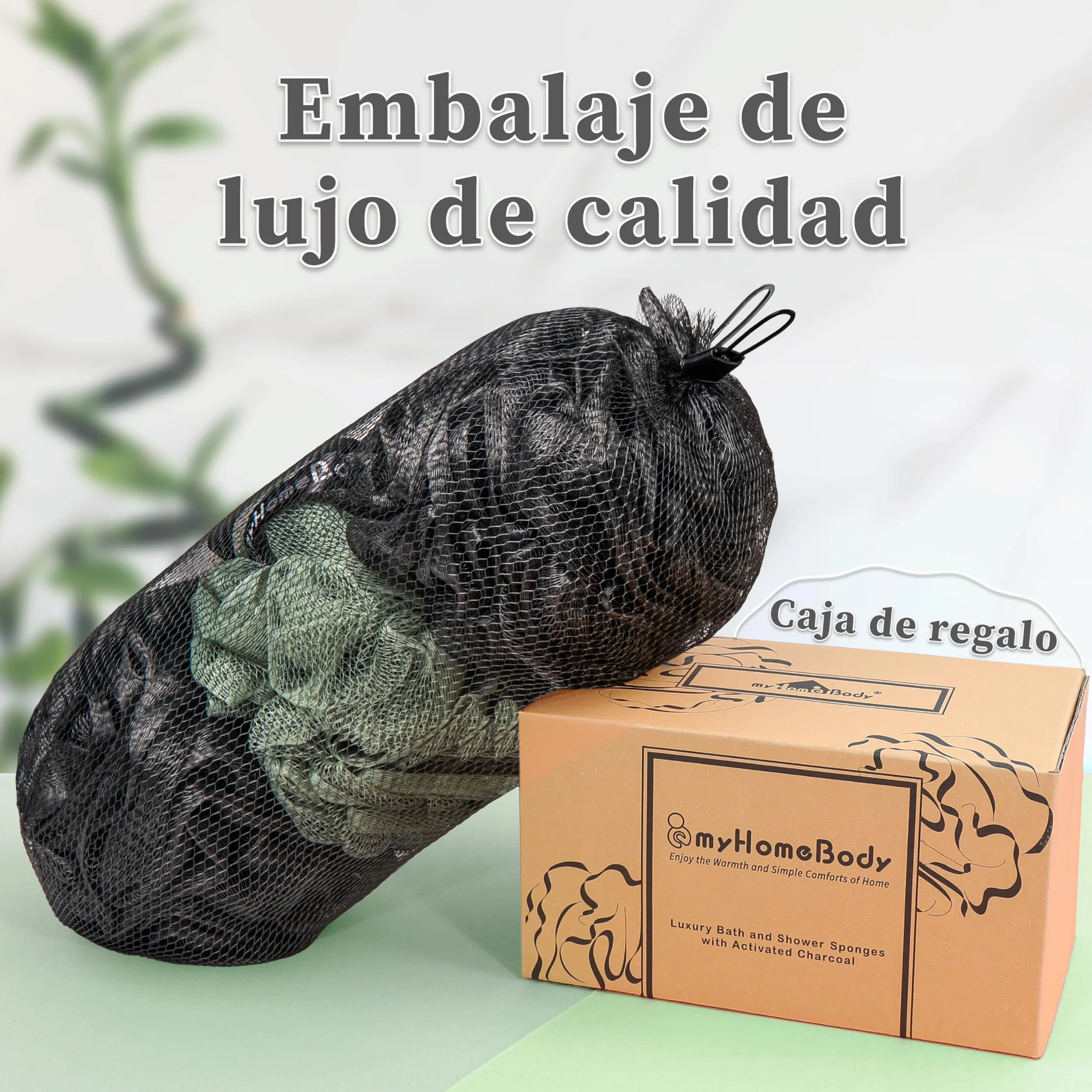 Esponja de lufa grande 70g exfoliante corporal baño con carbón activado 2 Graphite Gray + 1 Sage Green Paquete de 3