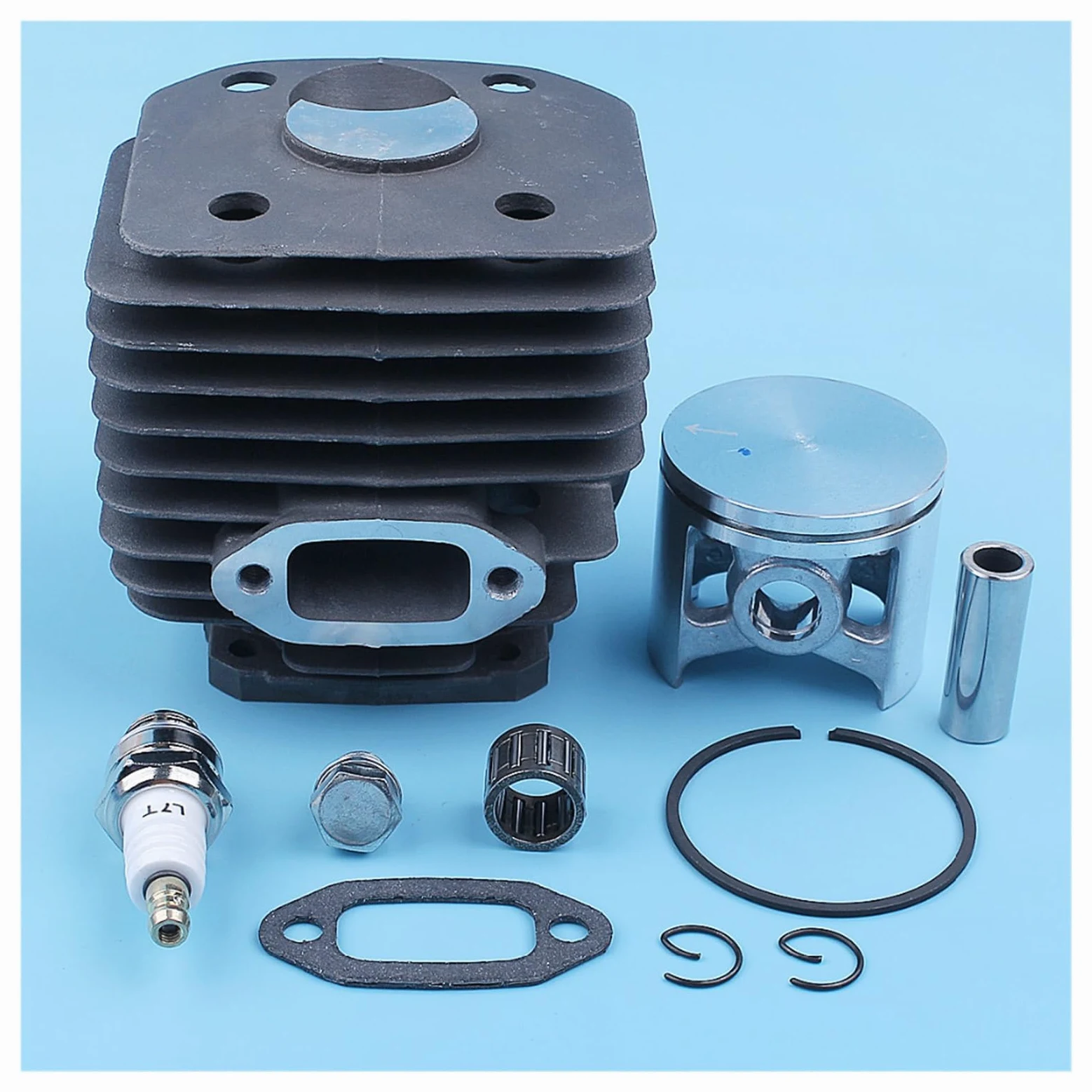 Pistón de Cilindro de 48mm, Kit de cojinete de Pasador de 12mm for Husqvarna 262XP 262 261, Piezas de Repuesto de Junta de Escape recubierta de Motosierra