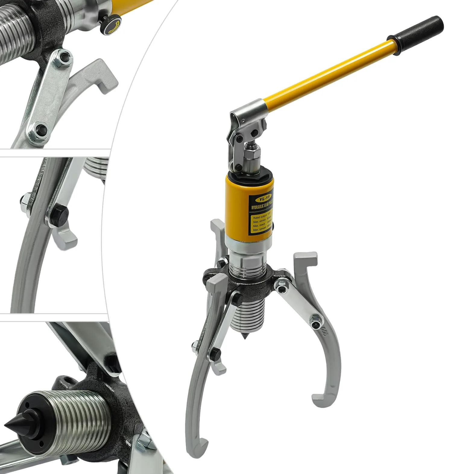 15T - Extractor hidráulico hidráulico de cojinetes, juego de extractor de cubos, 15 toneladas de fuerza de tracción profesional para poleas, engranajes y cojinetes, bridas, robusto kit de extractor de