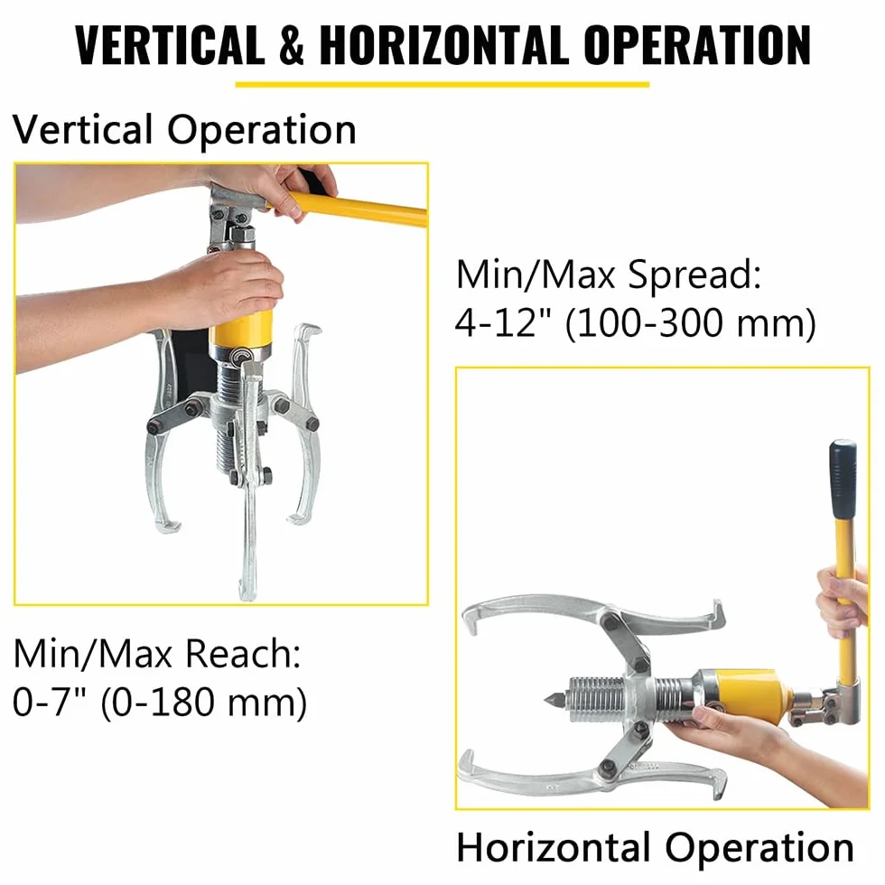 VEVOR Separador de Extractor, 100-300 mm Extractor de Engranajes Hidráulico, 15 T Separador de Cubo de Cojinete de Extractor Hidráulico con Mango, Kit de Extractor de Engranajes para Tirar Cubos