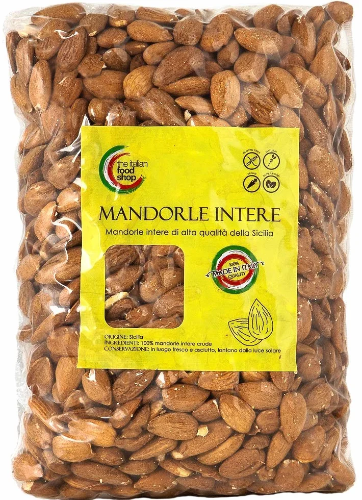 Almendras Crudas sin Cáscara 1Kg Natural Origen Italia Enteras Sin Sal Sin Gluten