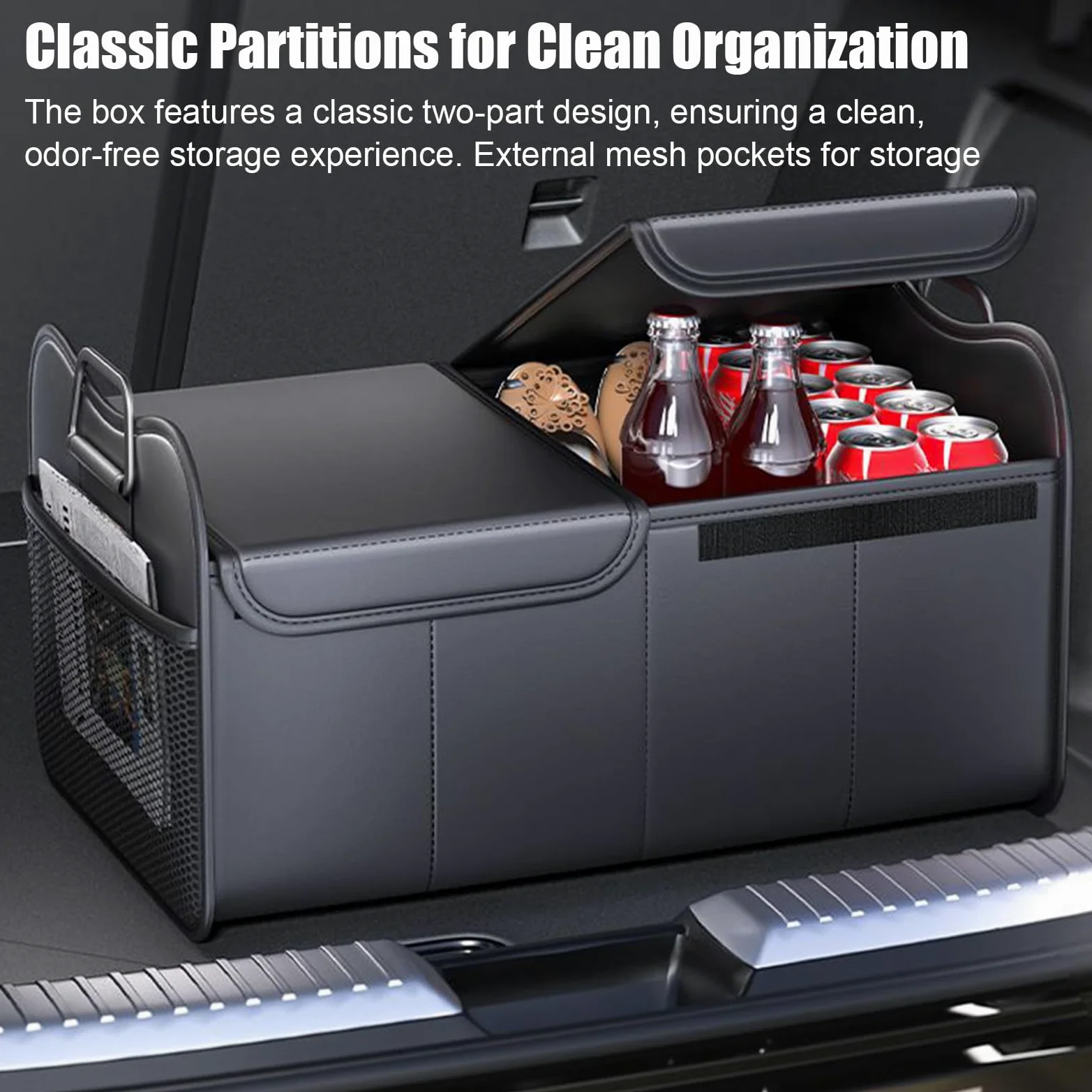 Organizador de maletero para coche, organizador de carga de coche con | , de almacenamiento plegable grande, accesorios de vehículo para asiento trasero, RV, camión, automóvil, SUV, mujer