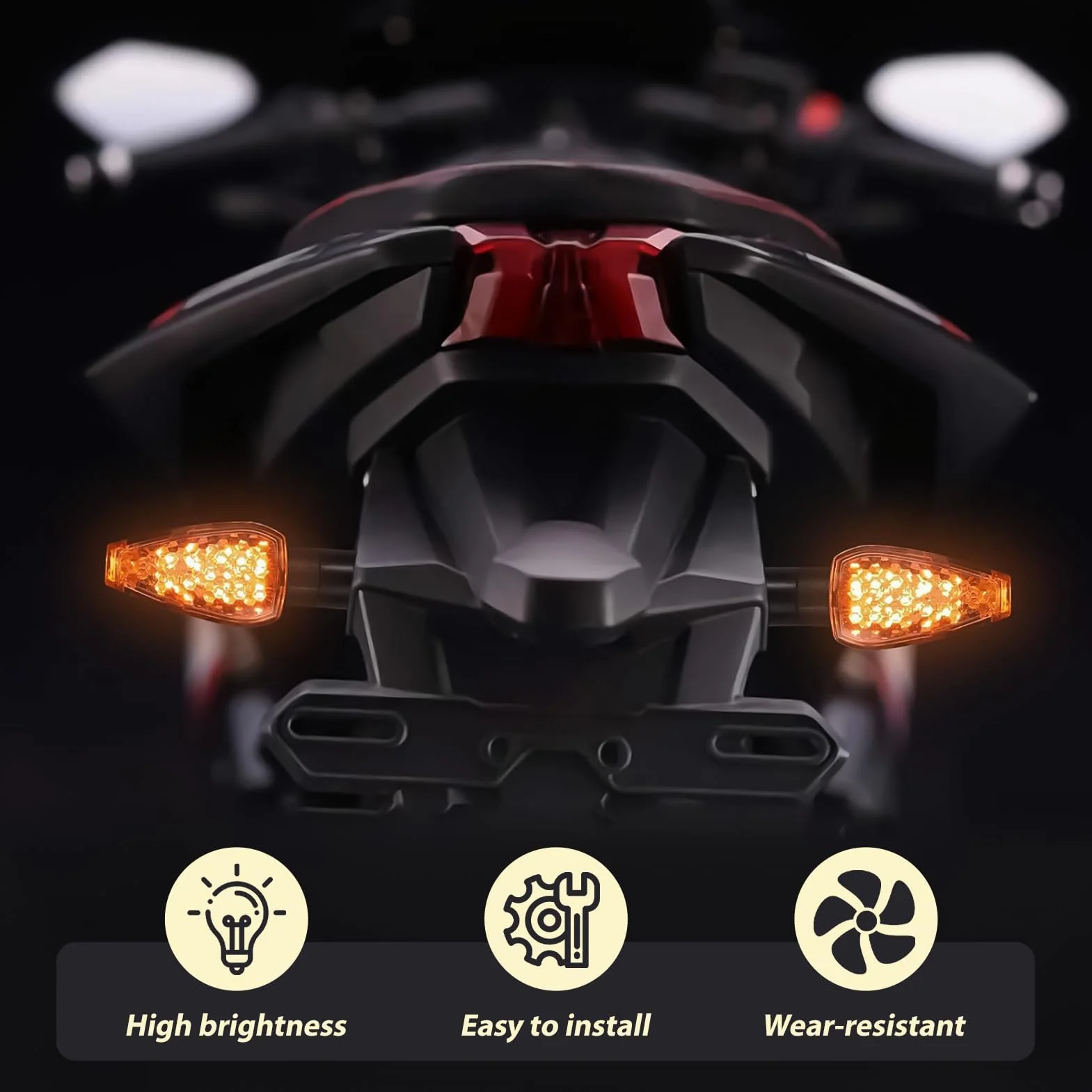 4 Piezas Intermitentes LED Moto 12V, Luces Direccionales Señal Giro Moto con 14 LED Súper Brillantes, Indicadores de Giro Ámbar para Scooter Quad Cruiser Off Road con Rosca de 10 mm