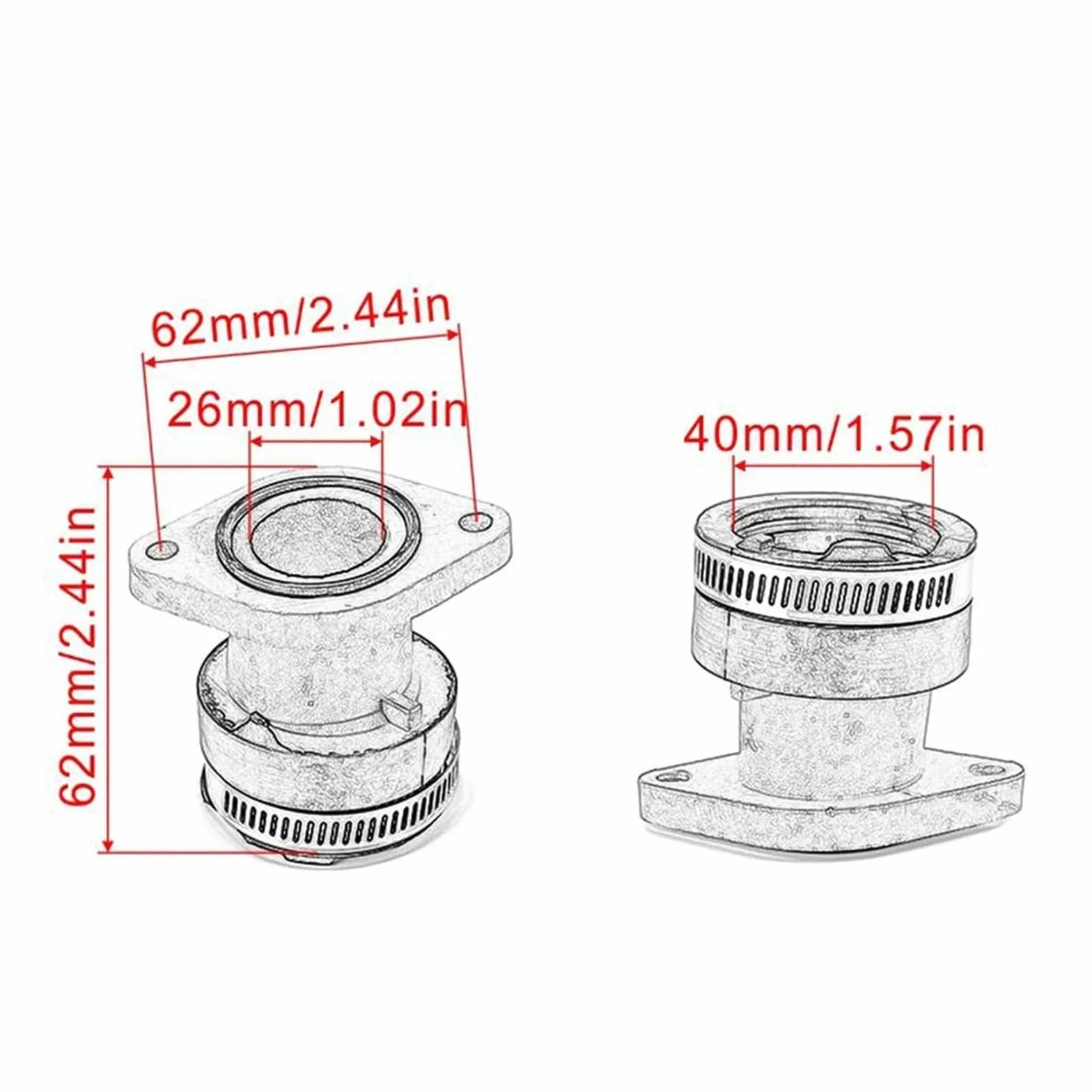 Conector Carb Adaptadores De Interfaz Del Colector Admisión Carburador Para Yamaha Bear Para Tracker 250 YFM250X 1999-2004 Kit Reemplazo Carburador Colector Goma