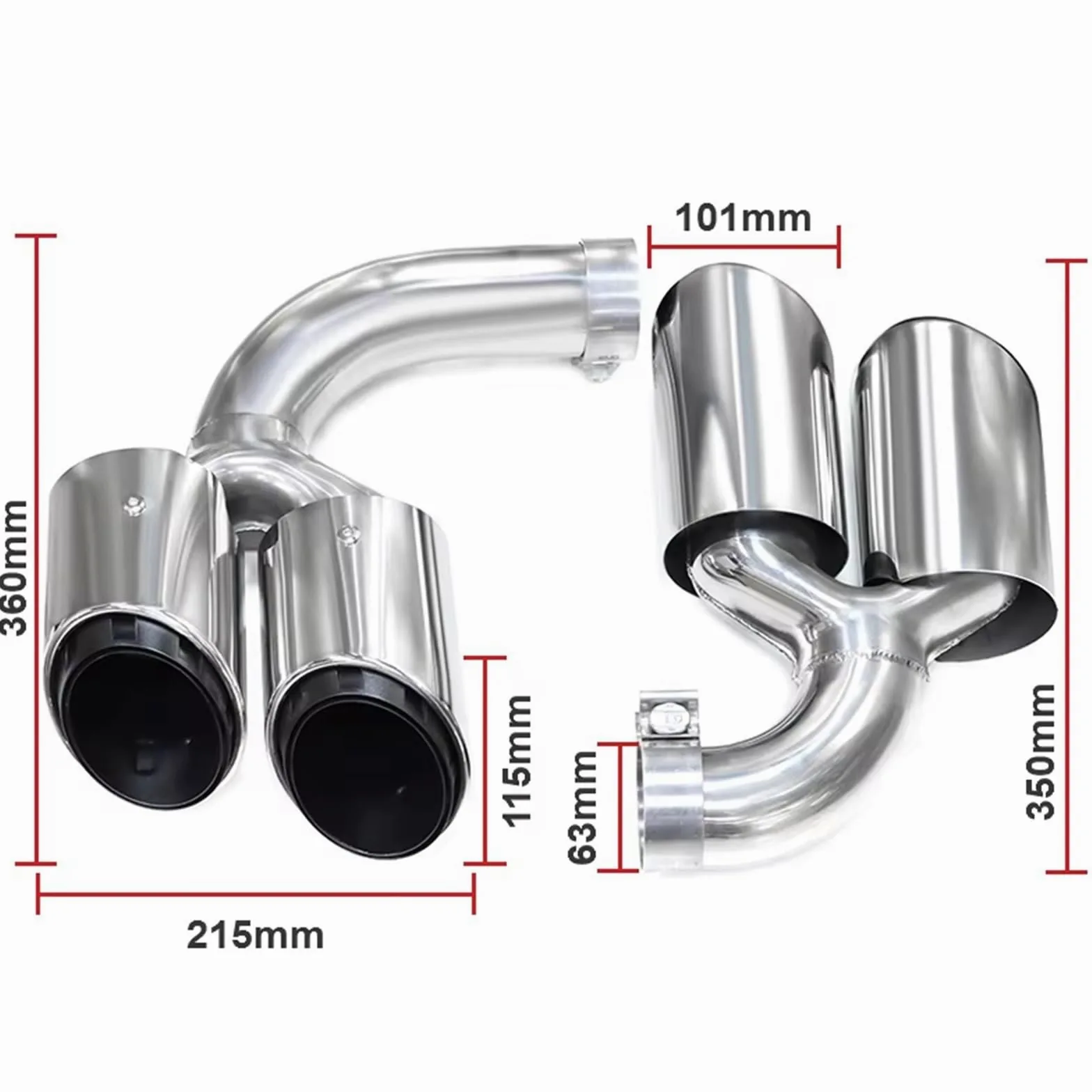 Tubo de Escape para Cayenne 9Y0 SUV 3.0 2018+ Gasolina Punta de Escape Tubo de Escape cudruple Gasolina Negro