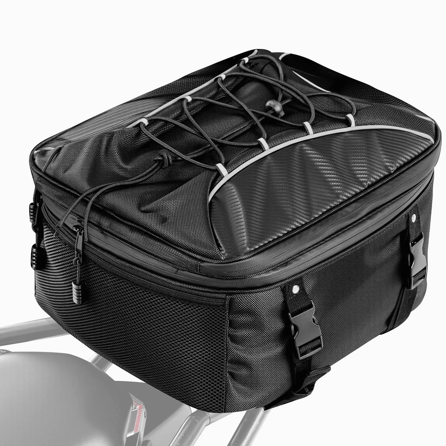 VEVOR Bolsa Trasera Motocicleta 22-34 L Impermeable Funda Lluvia Portaequipajes Tela Oxford 1680D Cuero PU 390 x 310 x 295 mm Negro