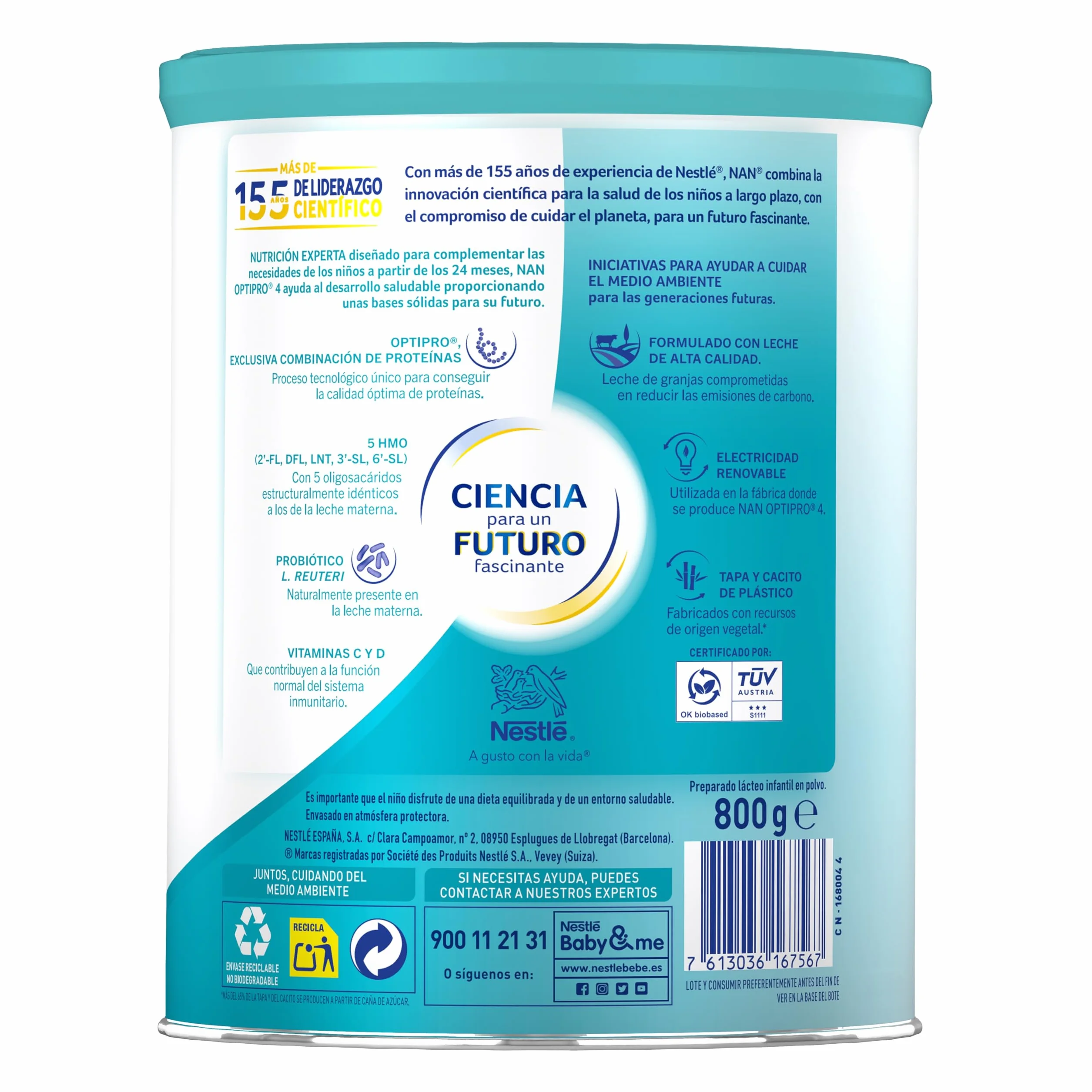 Nestlé NAN OPTIPRO 4 Leche de crecimiento en polvo, 800g