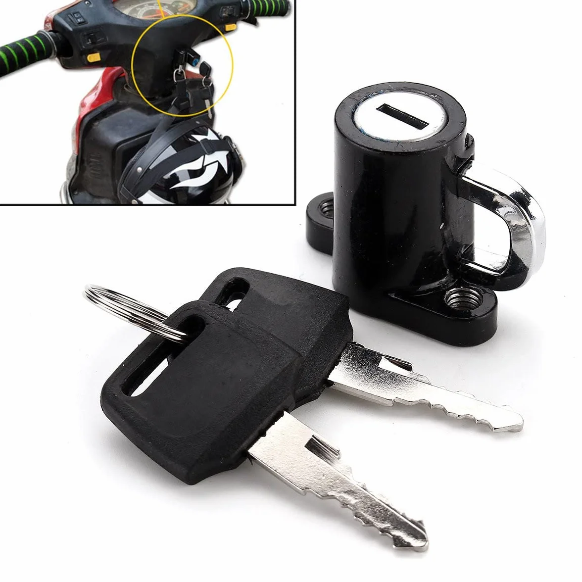 WANGCL Kit de bloqueo de casco de motocicleta, casco universal de aleación de aluminio con 2 llaves para scooters, bicicleta, moto, monopatín