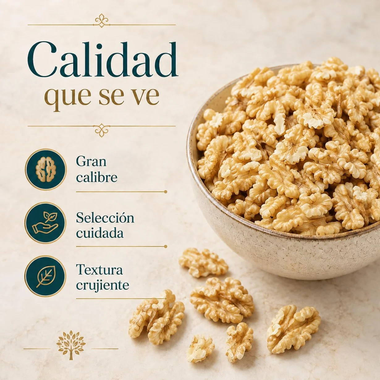 Samskara Nuez Pelada AL VACIO Gran Calibre a Mano Premium 600 g | Nueces Naturales Extra Light, Fruto Seco en Cuartos, Snack Gourmet 100% Natural sin sal