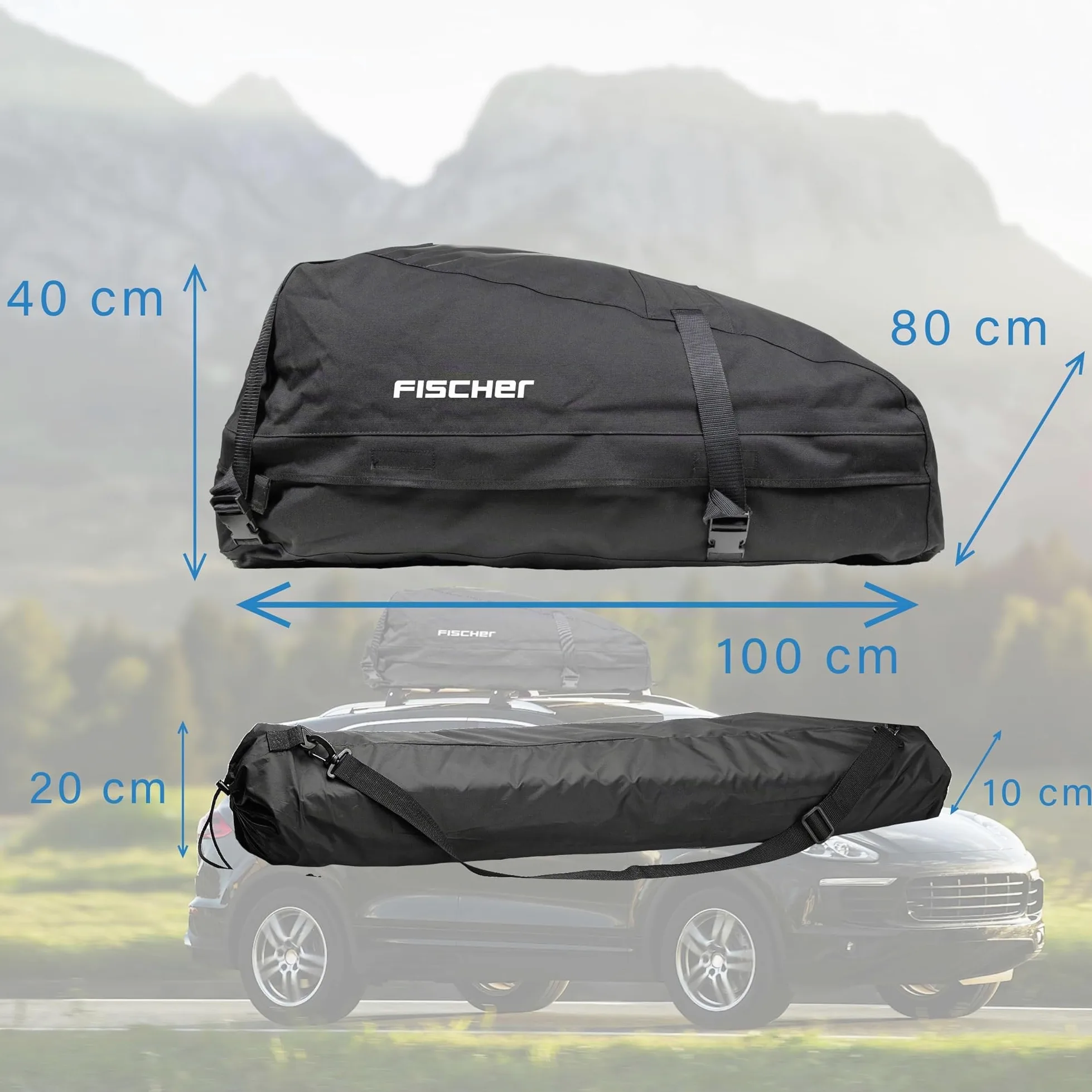 FISCHER 126000 - Cofre para techo (plegable, resistente al agua, 270 L, con bolsa de almacenamiento)