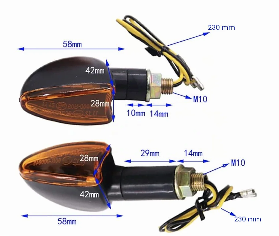 intermitentes moto, 12V, 2 mango corto y 2 mango largo, flechas universales para intermitente moto pequeña, para ATV, Scooter, Quad Cruiser, todoterreno, Color ámbar (4)