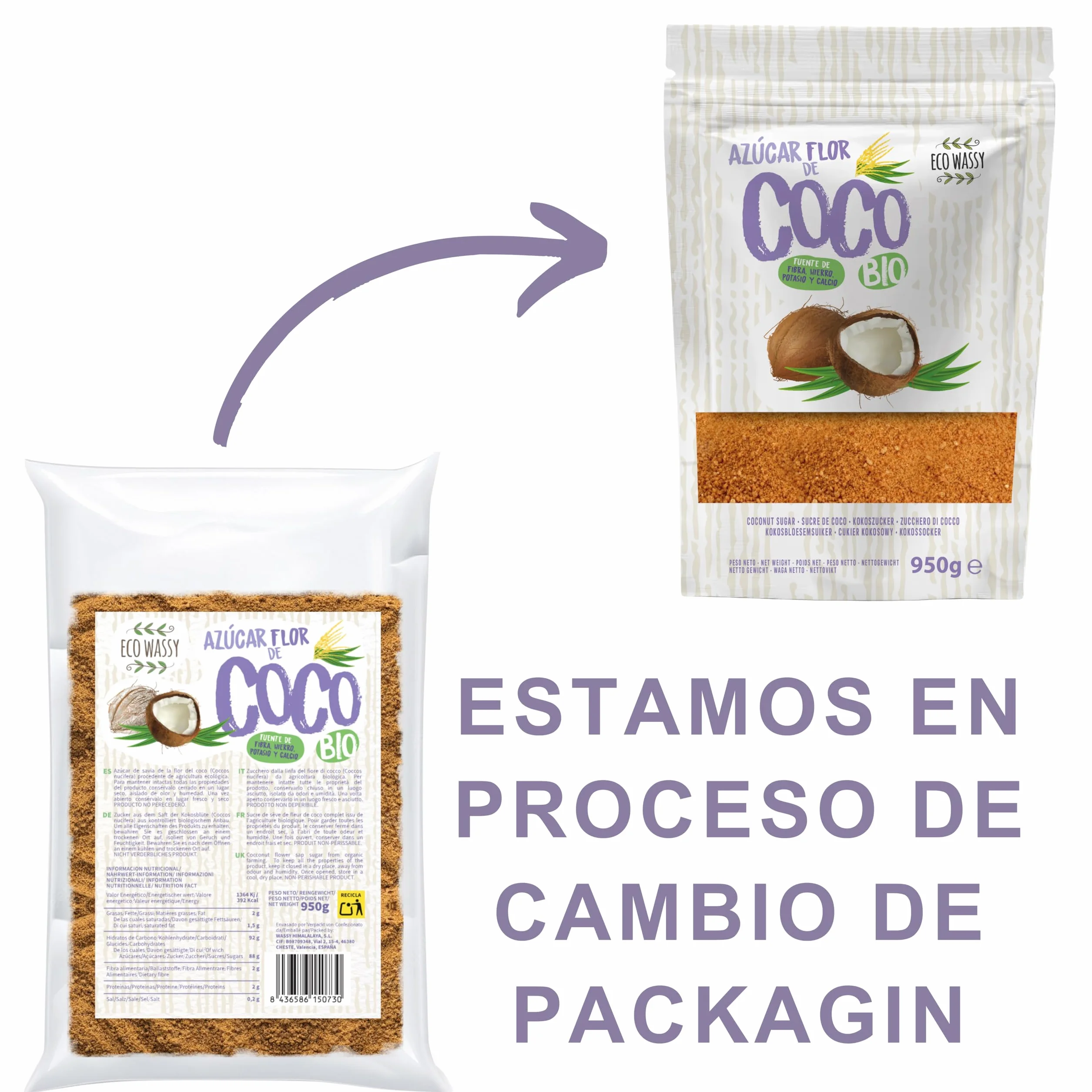 Azúcar De Flor de Coco Orgánico 950g Sin Gluten Bajo Índice Glucémico Vegano