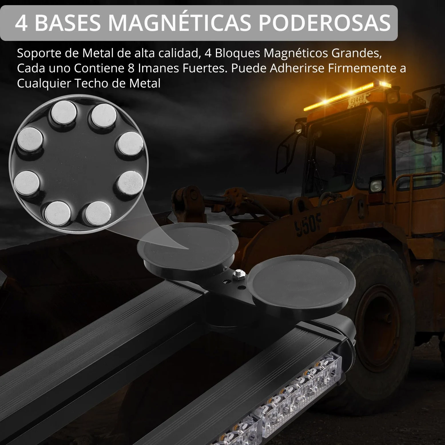 Justech 84LED Luz Estroboscópica Coche,84W Barra Luz de Emergencia,27 Modos Flash,IP65 Impermeable,Base Magnética,12 V/24 V Luces de Advertencia Ámbar con 5M Cable para Coche Camión Remolque