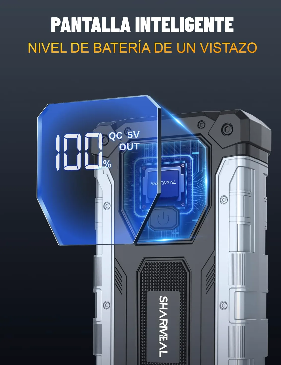 Arrancador de Coche, 10000A Arrancador de Baterías de Coche, 12V Arrancador de Portátil con para All Gasolina o 10L Diesel, Clips de Seguridad Inteligentes, Portable Jump Starter con Linterna LED