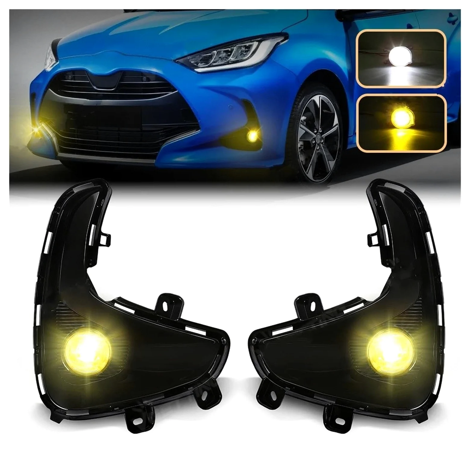 Faros Antiniebla Delanteros Para Toyota Para Yaris Para Vios 2020-2022 Faros Antiniebla LED Faros DRL Luces Diurnas(LED White)