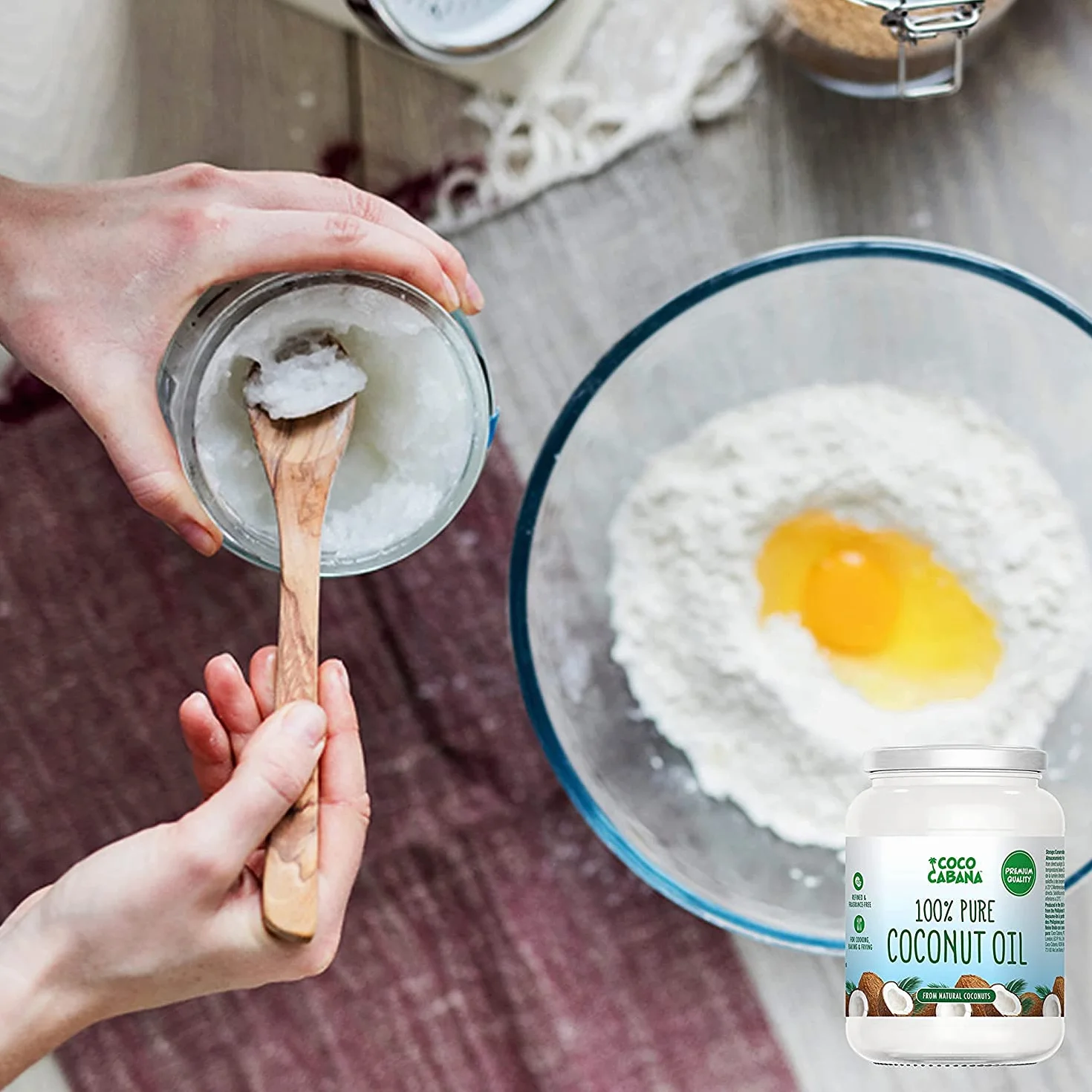 Coco Cabana Aceite de coco 100% puro 1 litro vegano sin gluten sin lácteos para piel cabello y cocina