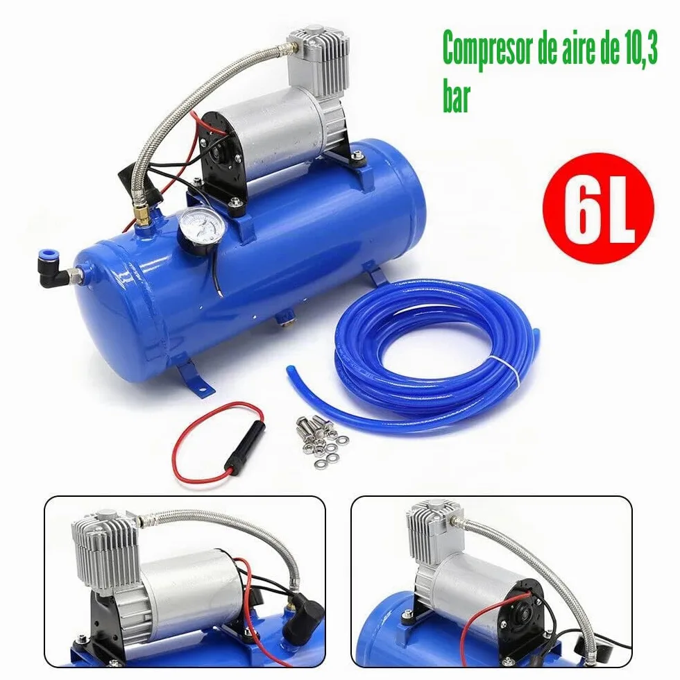 Compresor de aire de 12 V con depósito de 6 litros para bocina de aire