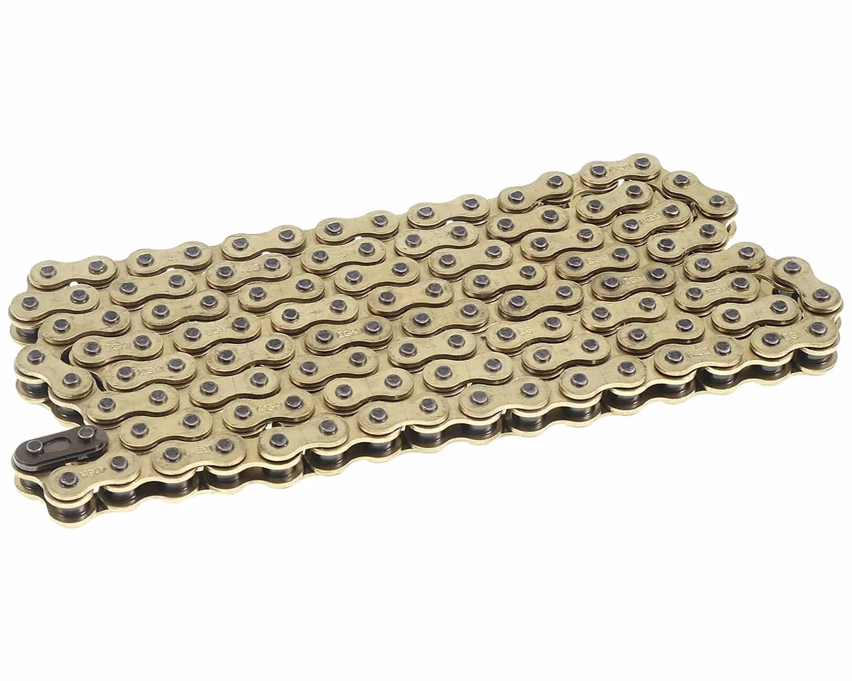 IGM cadena dorada 415x122 reforzada con eslabón maestro – compatible con Hercules Prima, Zündapp, Sachs, Kreidler, Puch, KTM, DKW Mofa