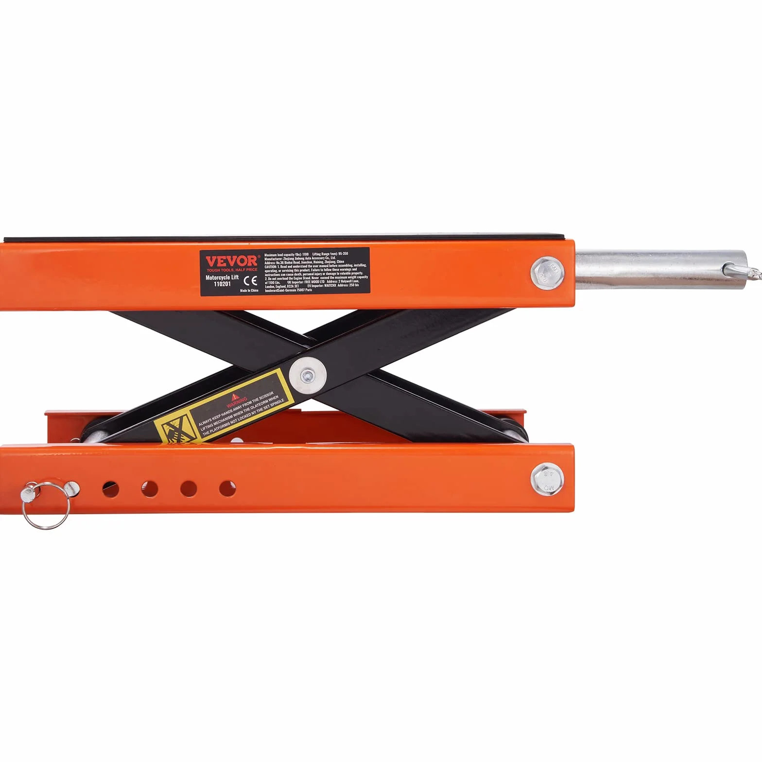 VEVOR Gato de Tijera para Moto Capacidad de 500kg Elevador de Motocicletas Altura de Elevación 9,5-35cm Elevador de Tijera de Acero Plataforma Antideslizante de 36,5x22 cm para Taller de Mantenimiento