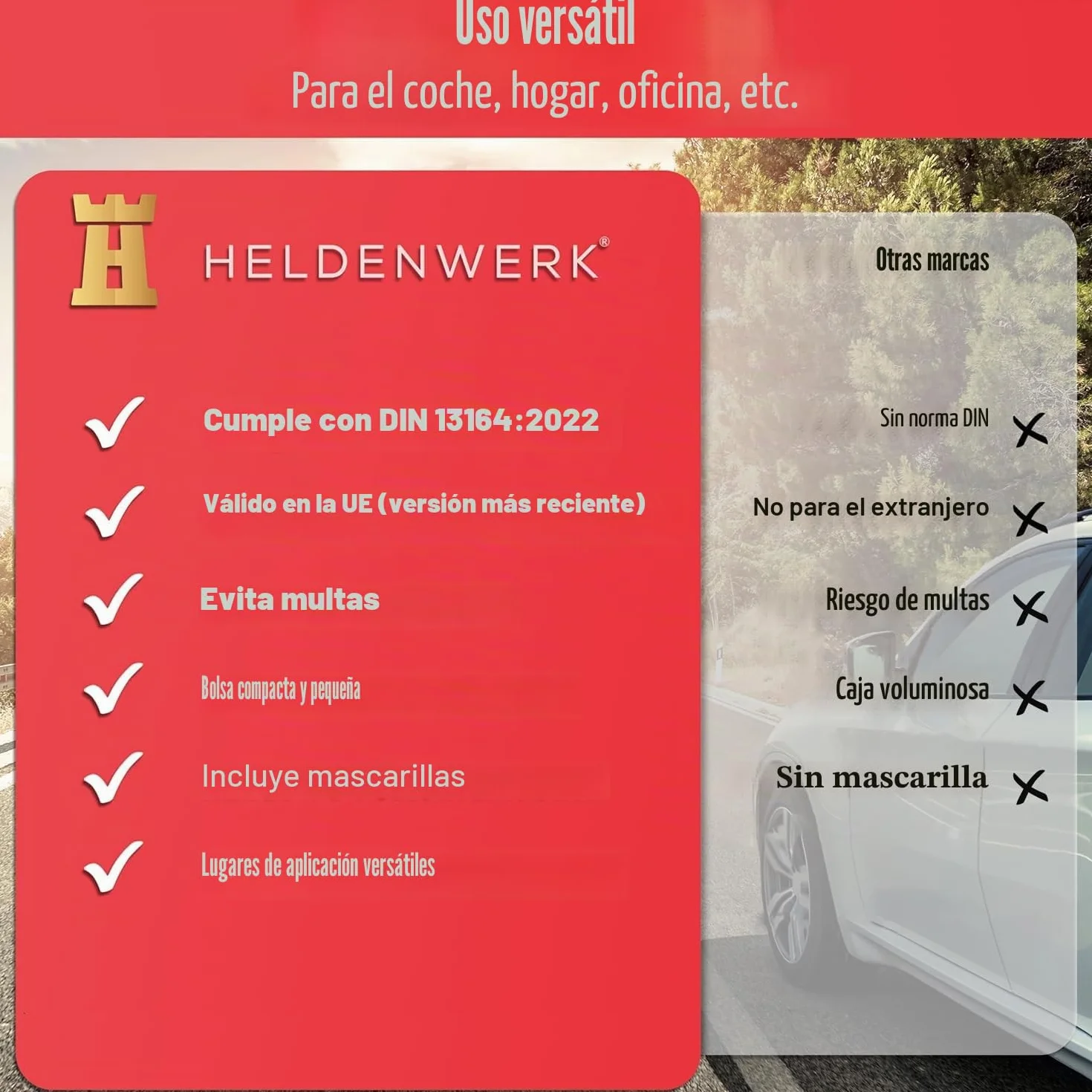 HELDENWERK Botiquín primeros auxilios coche DIN 13164:2022