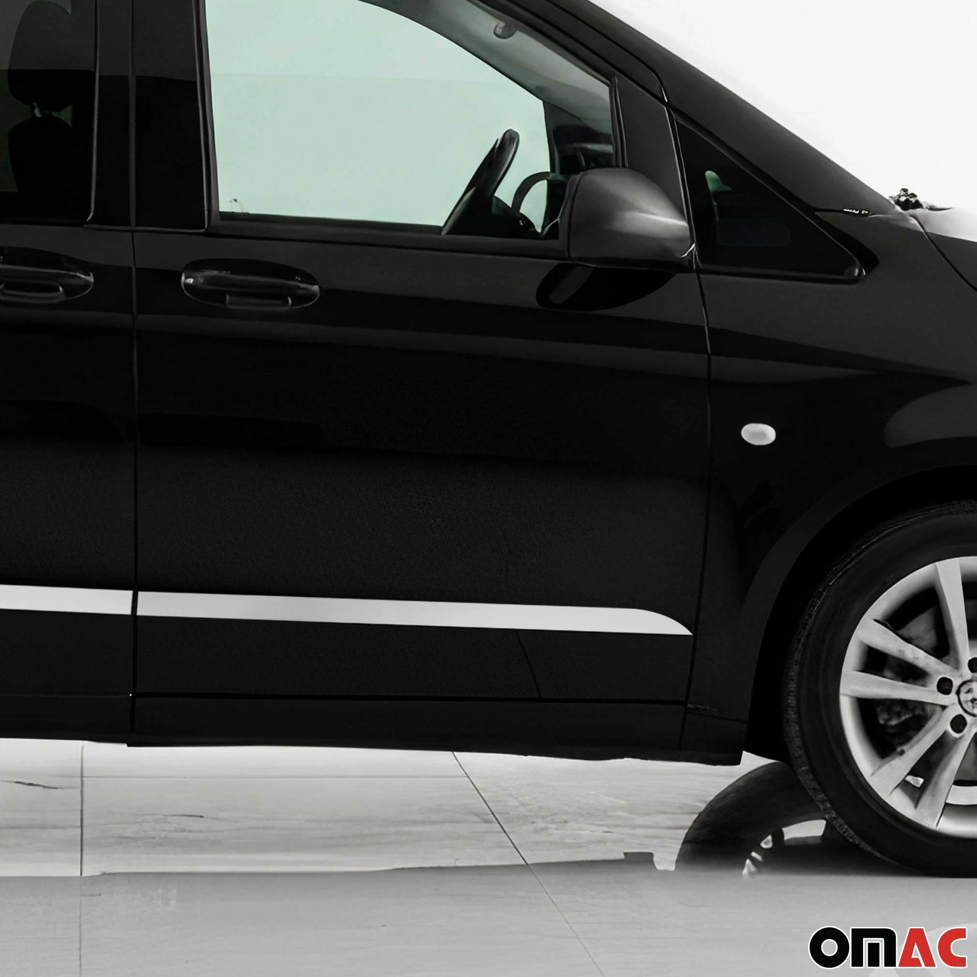 OMAC Seitentürleiste Türschutz Compatible con Mercedes Vito 2014-2026 L3 Langer Schiebetür Cromado