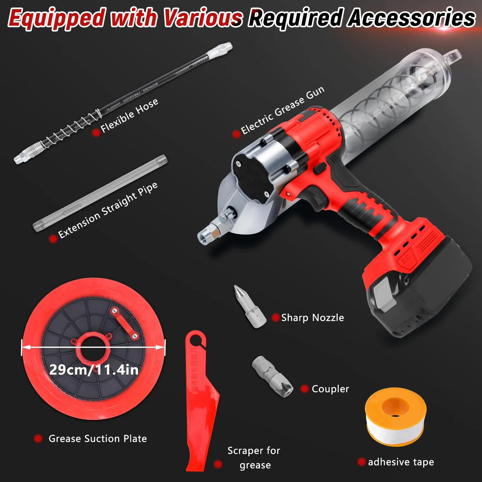 WingFly Pistola Engrasadora inalámbrica para Milwaukee M18 18V Batería, 13000 PSI, motor sin escobillas, cartuchos de grasa de 650 ml, para engrasar vehículos y máquinas (sin batería)