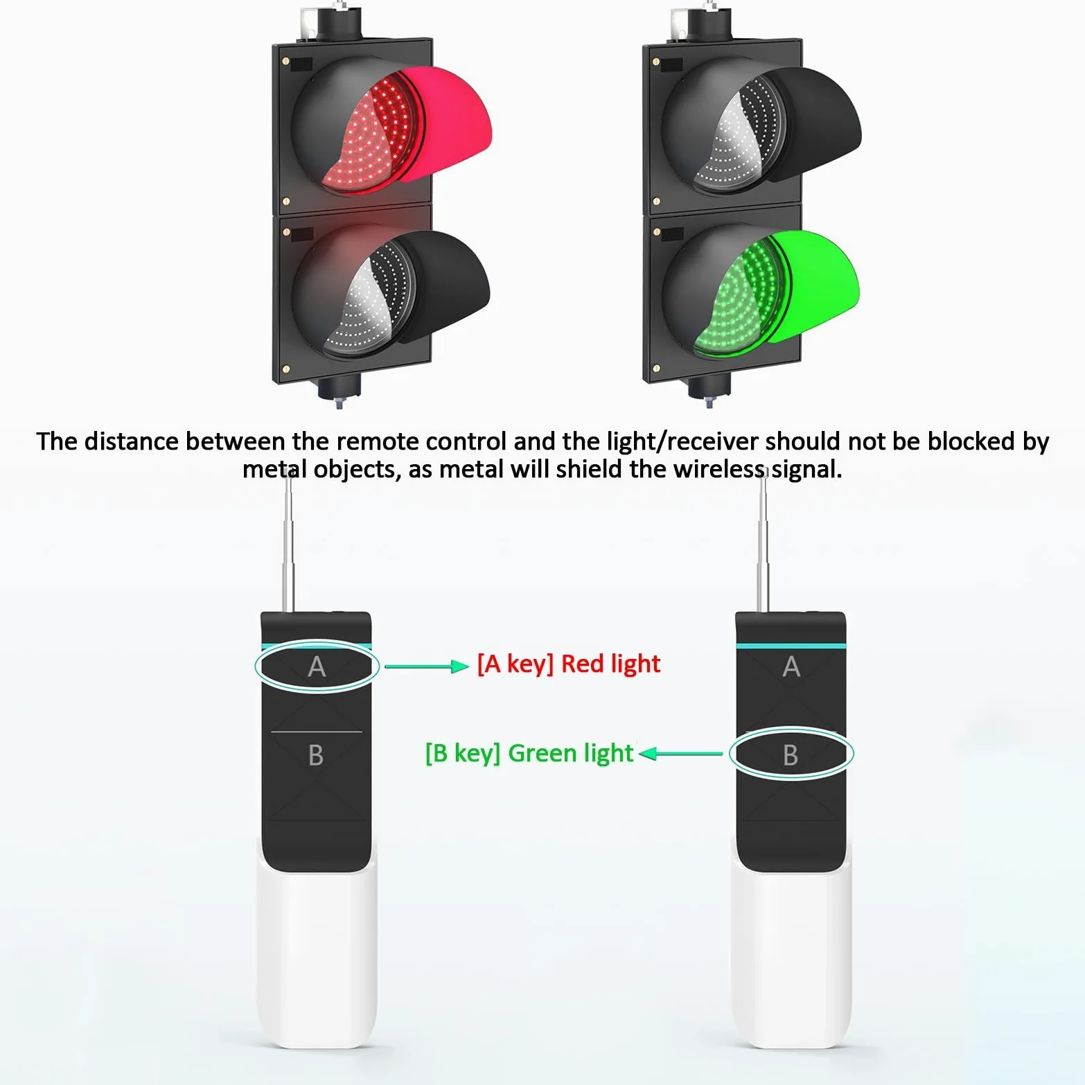 Semáforo LED de 200mm, Luz de Freno Bicolor Rojo/Verde con Control Remoto, Lámpara de Señalización Industrial, 100-240V, Plug and Play, para Carreteras, Peajes, Luces Indicadoras, Resistente al Agua