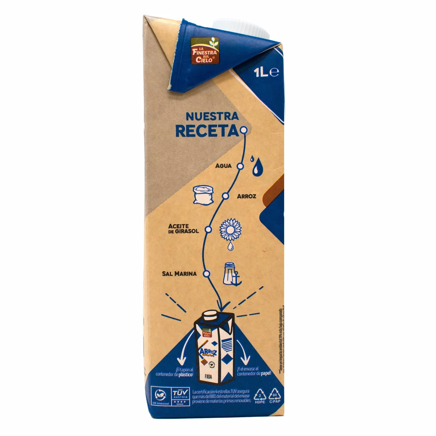 Bebida de arroz BIO gluten free La Finestra sul cielo 1l