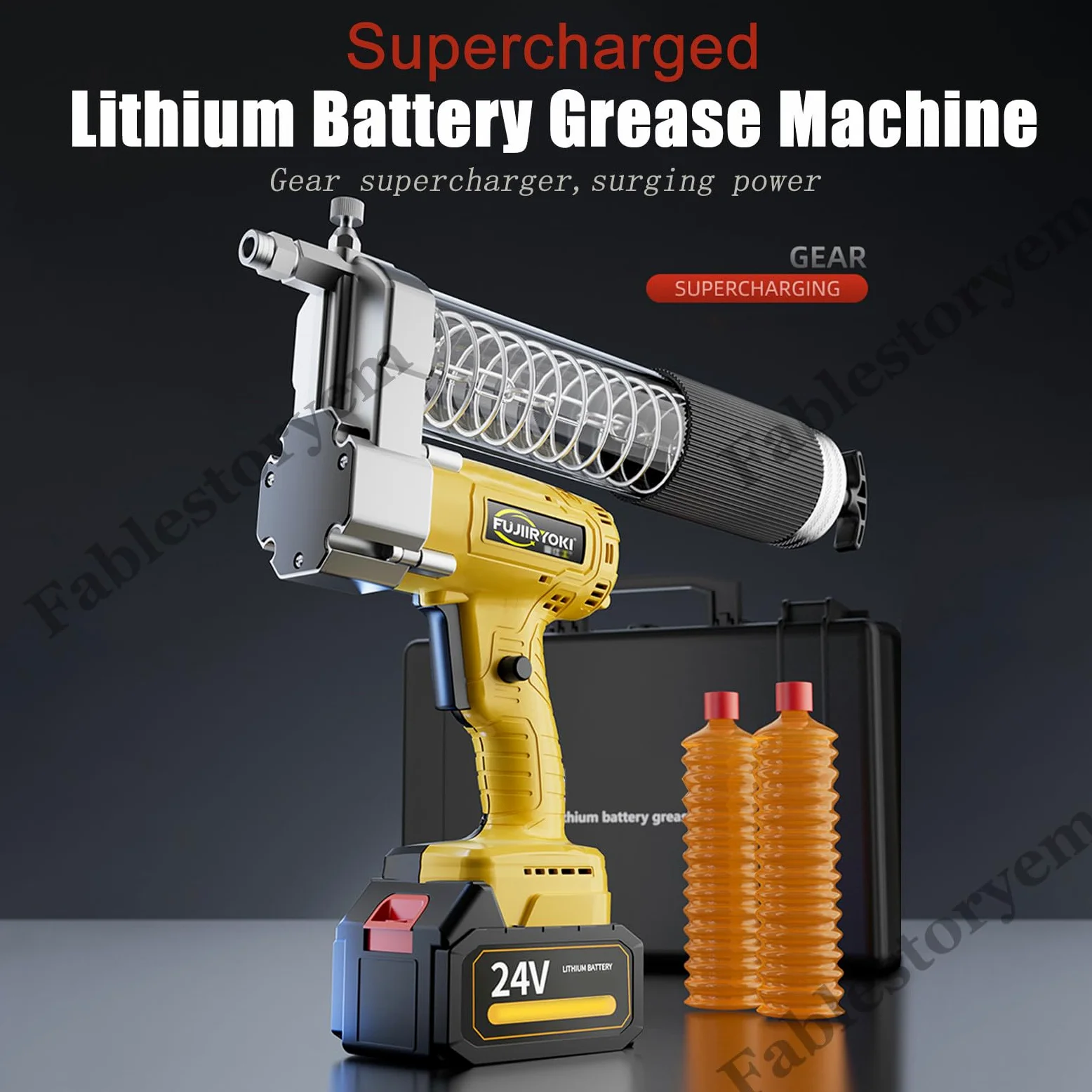 Bomba de Engrase Eléctrica de 24V, [potente Actualización 2024] Pistola de Engrase Inalámbrica con Mangueras de 12000 Psi,Manguera Dura,con Baterías de 19800mAh y Cargador,Luz LED,2 battery